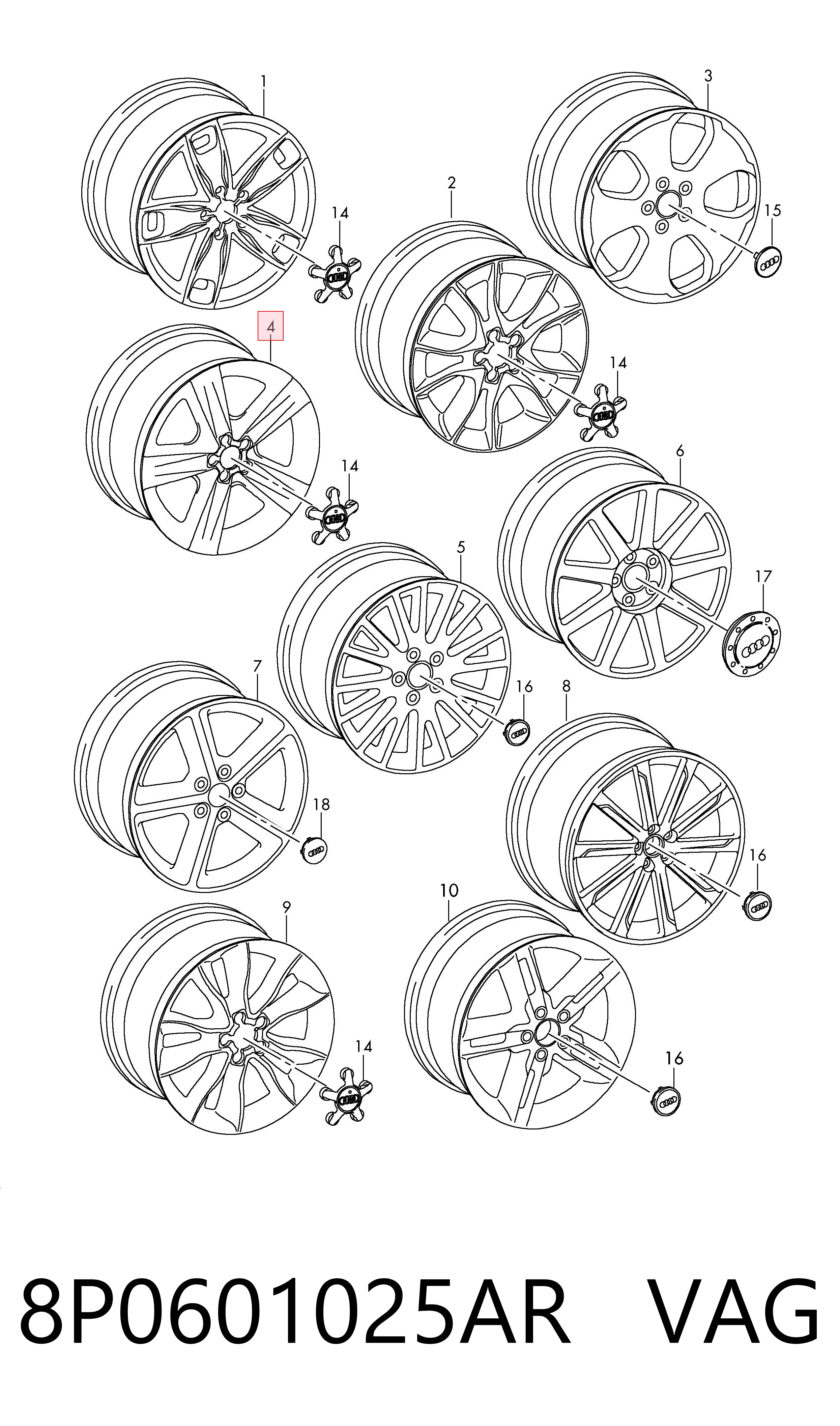 8P0601025AR VAG Оригинальные диски