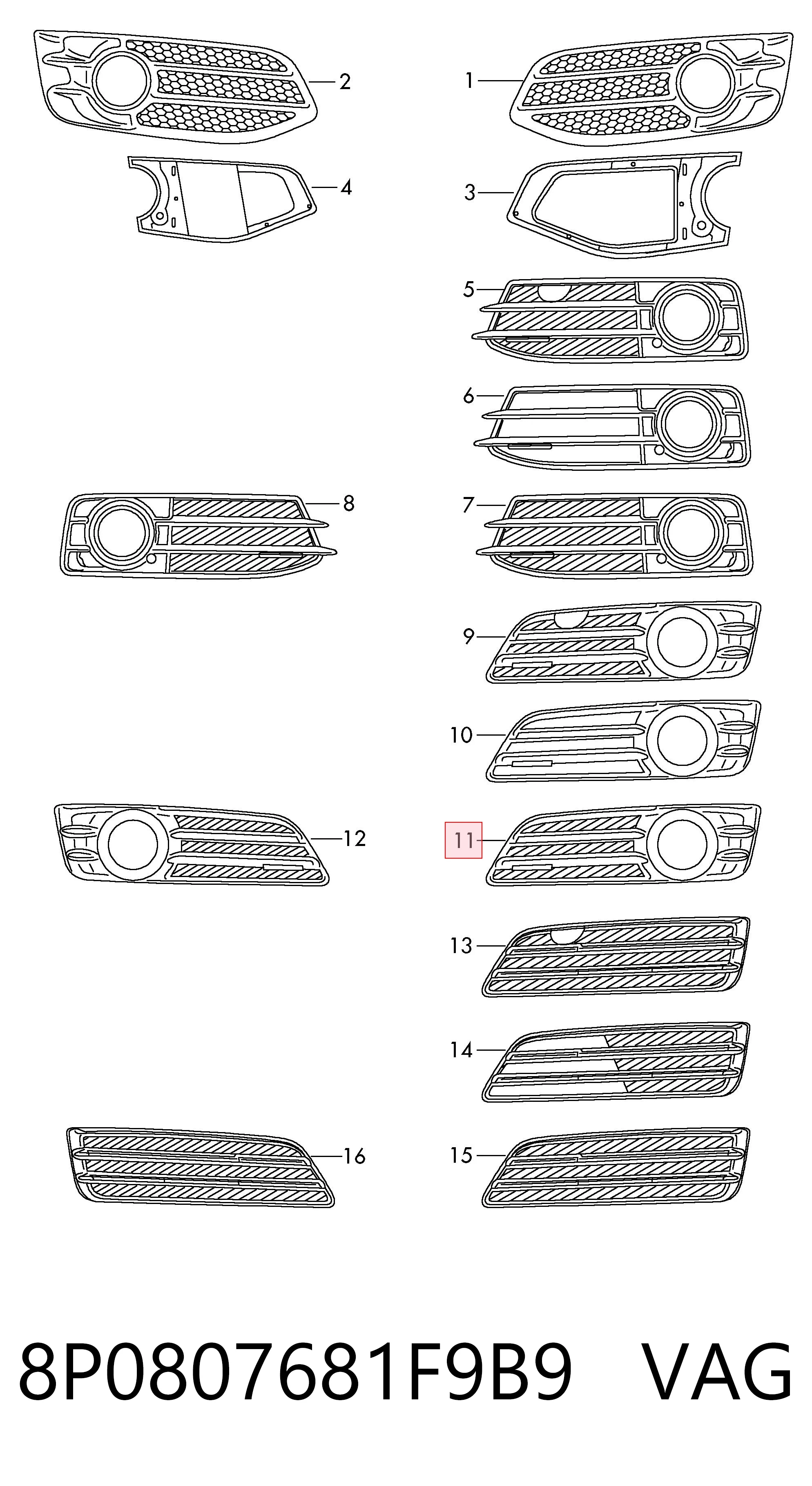 Заглушка ПТФ бампера переднего левая Polcar 1332275J цена, от 16.85 USD