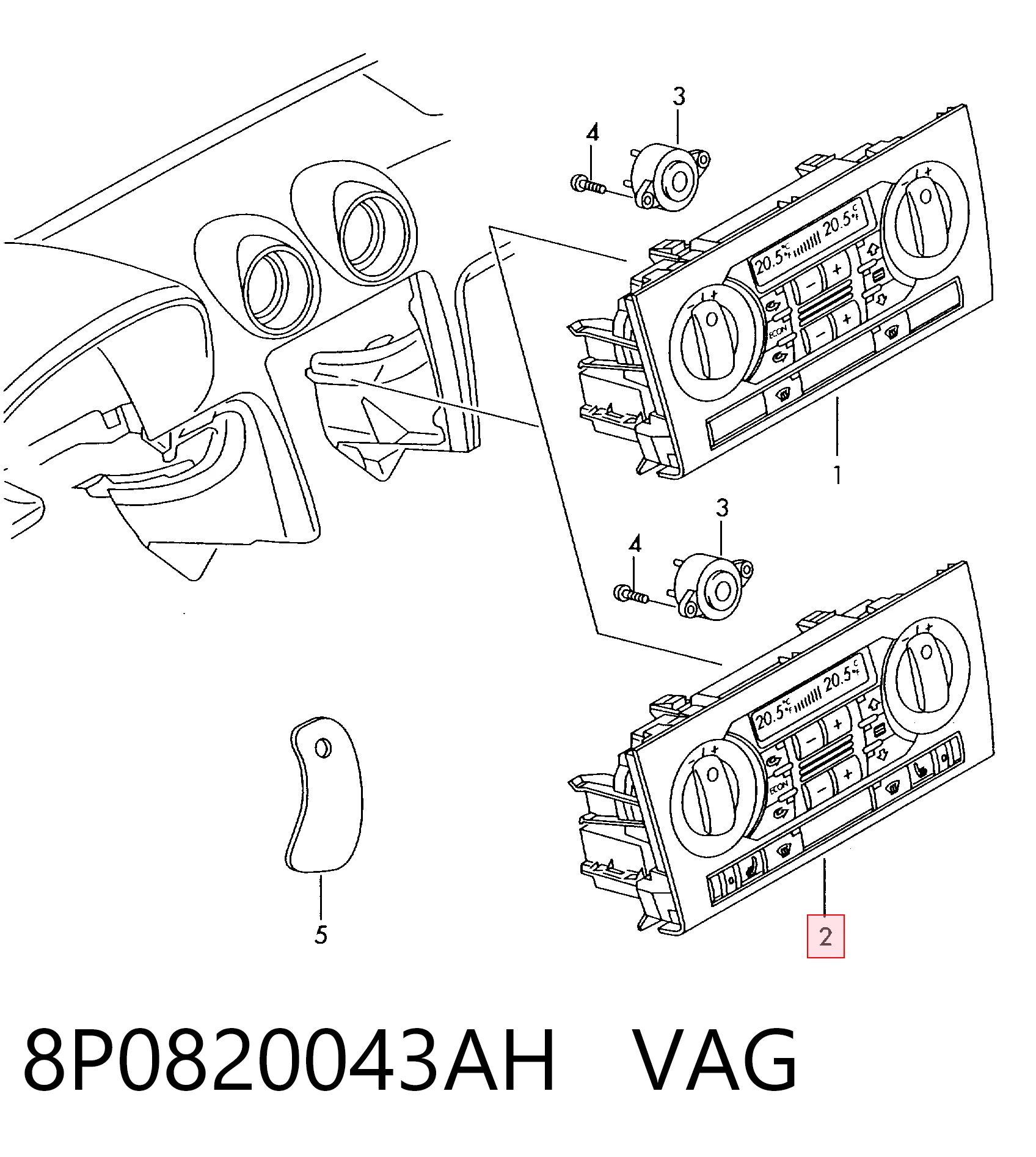8P0820043AH VAG Механизм управления кондиционером