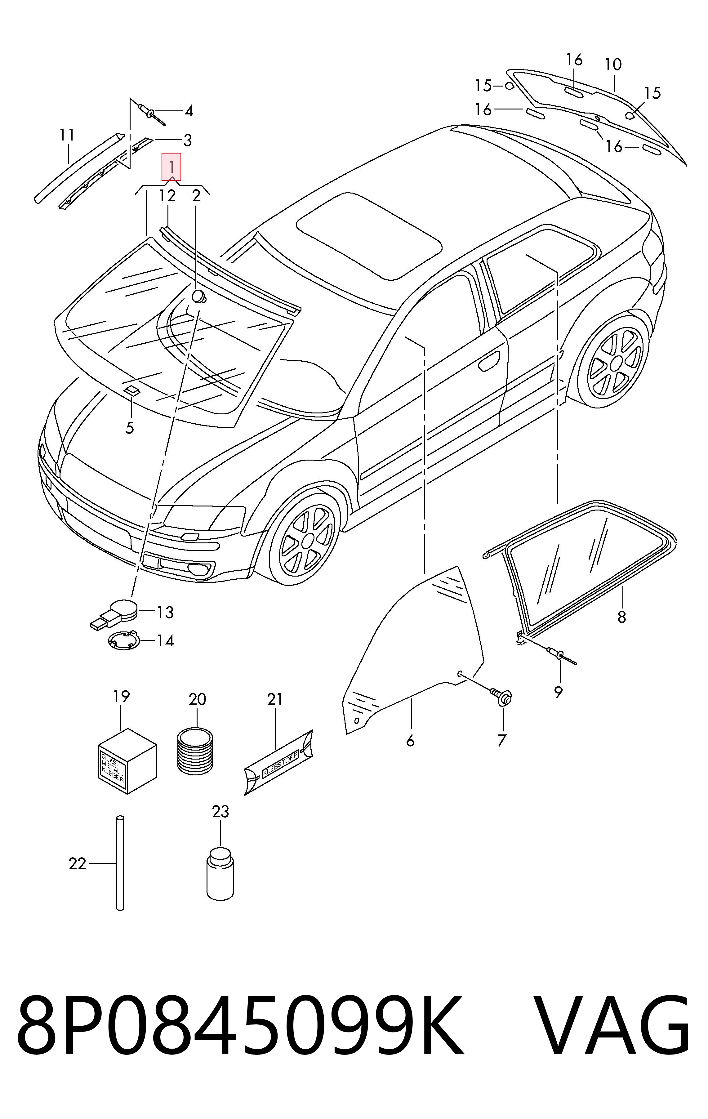 Автостекло на Audi A3  8P1