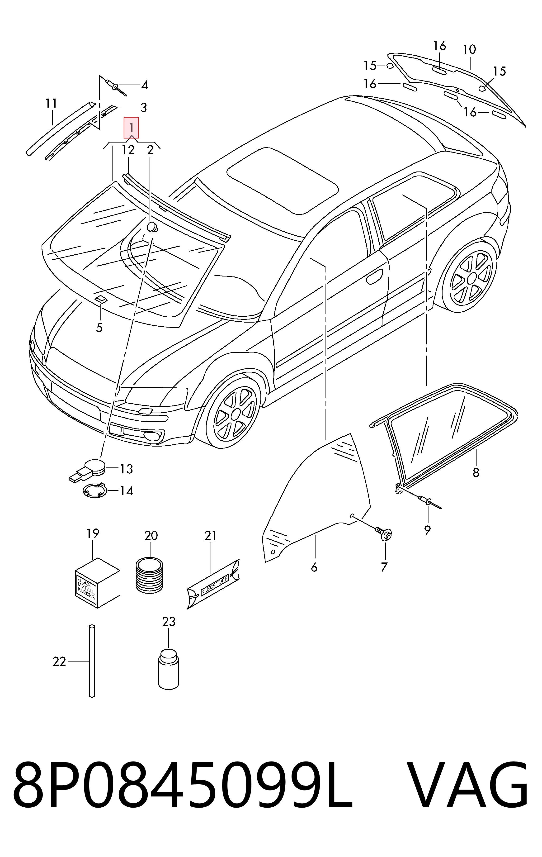 8P0845099L VAG Автостекло