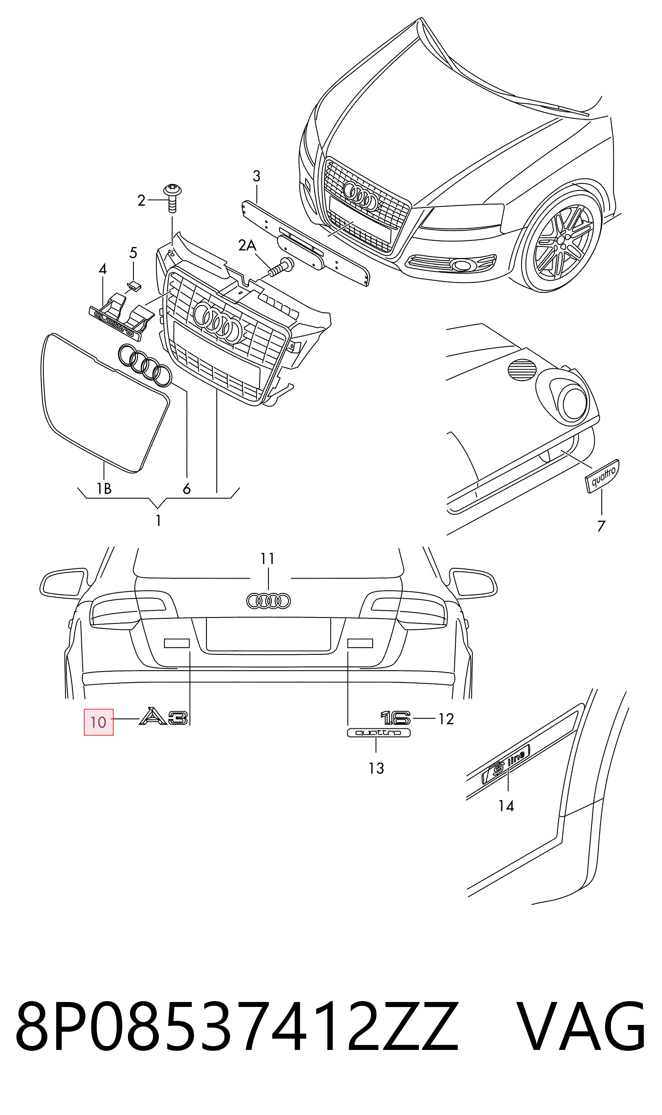 Фирменный значок VAG 8P08537412ZZ цена, от 6.33 USD