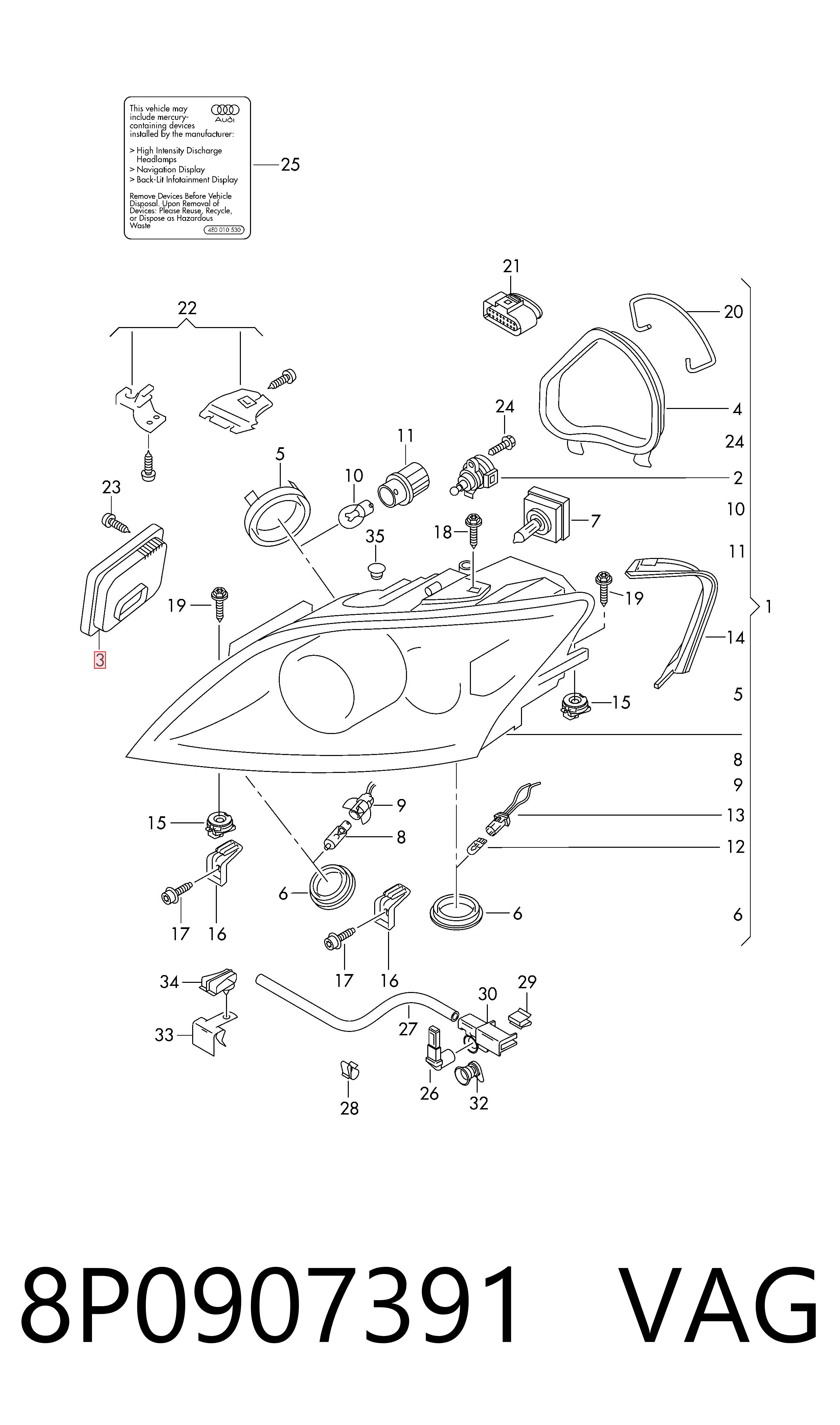 8P0907391 VAG Модуль управления биксеноном