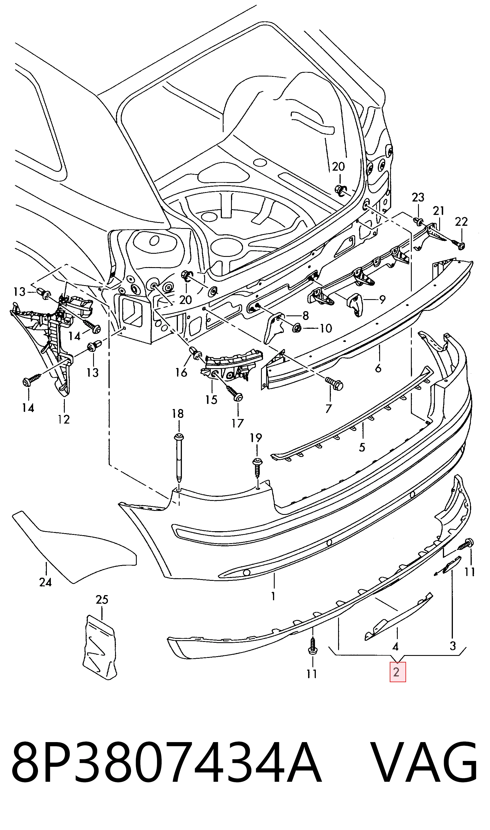 8P3807434A VAG Тюнинг заднего бампера
