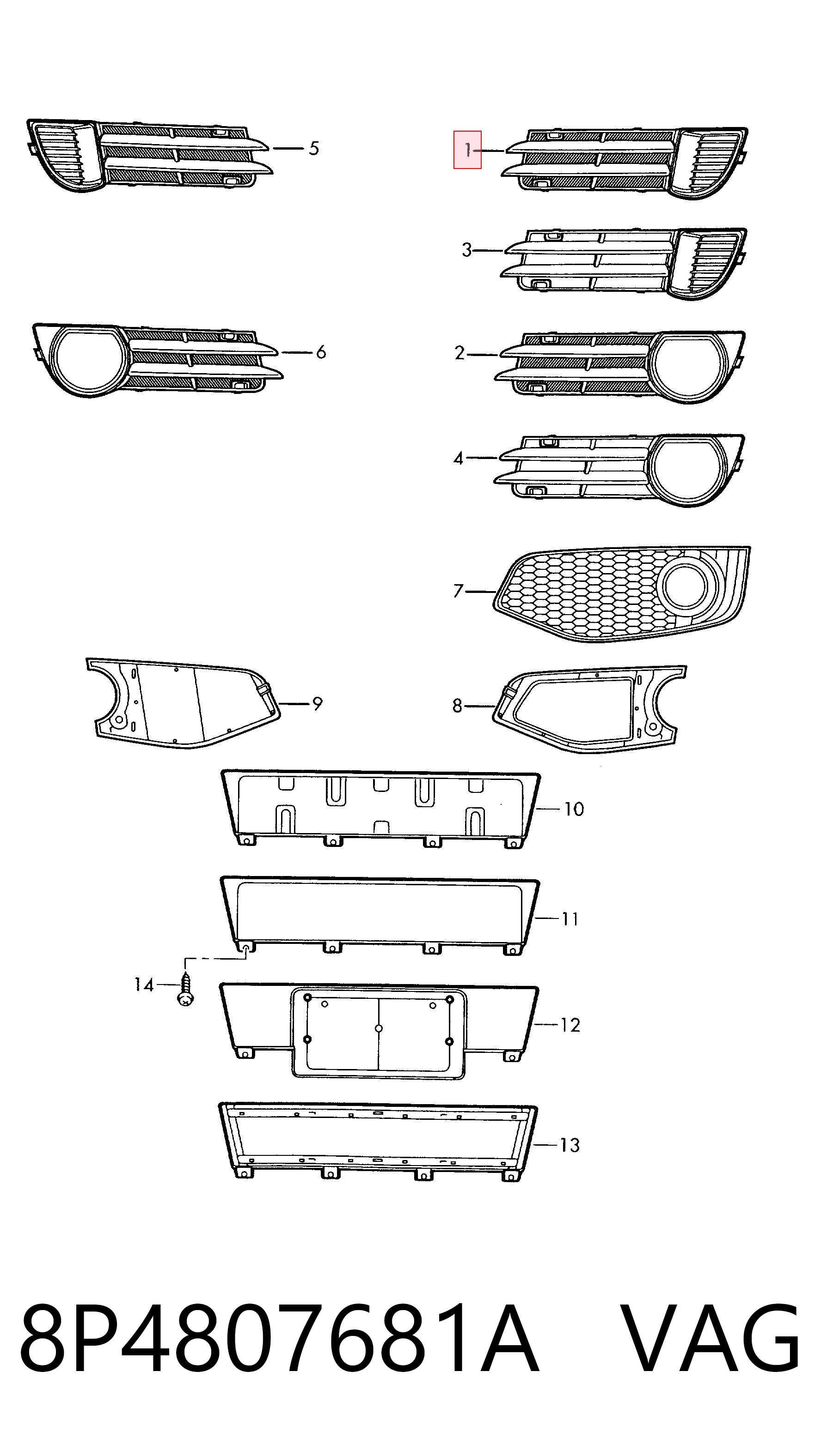 8P4807681A VAG Заглушка противотуманок, левая