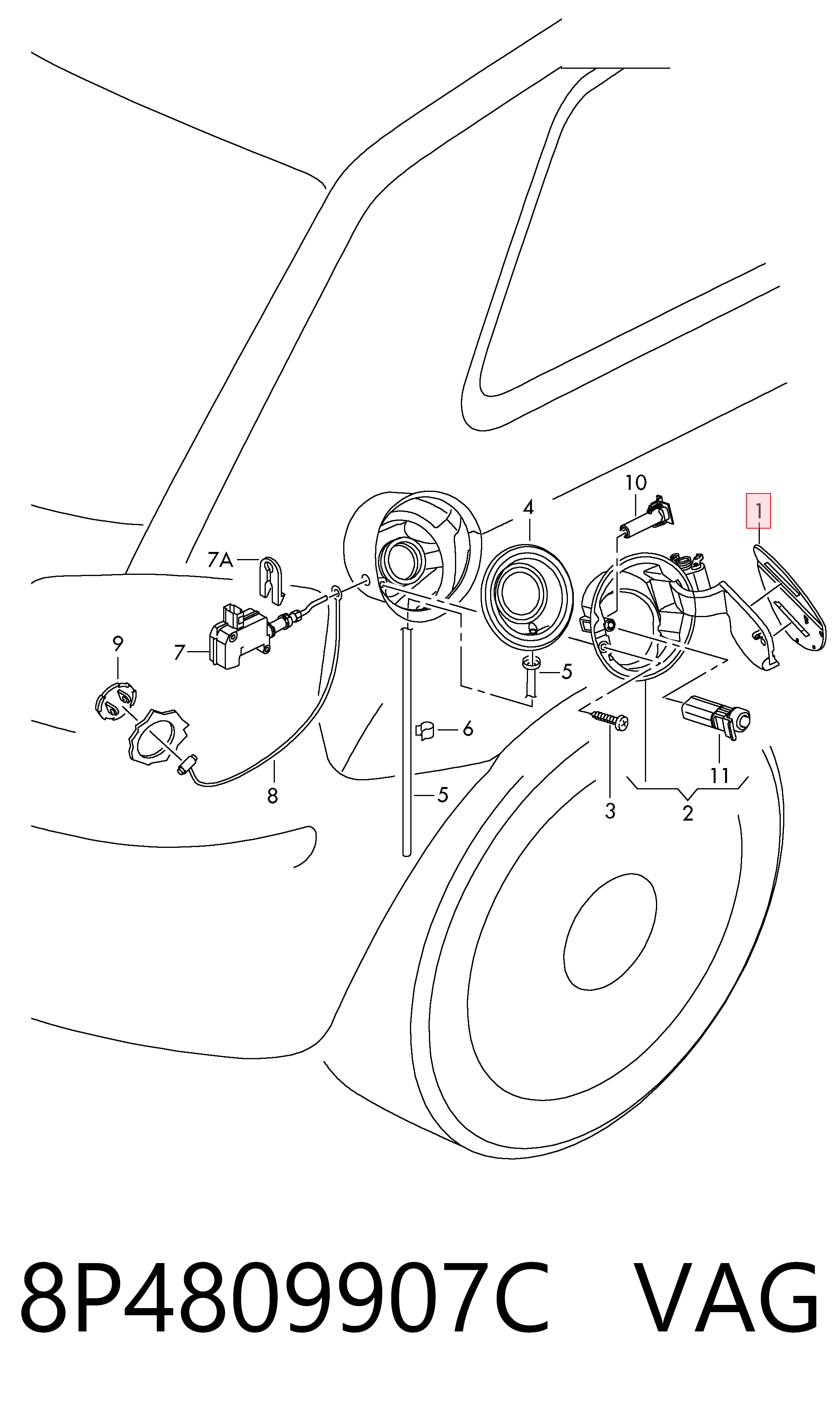 Дверка бензобака на Audi A3 Sportback 8PA