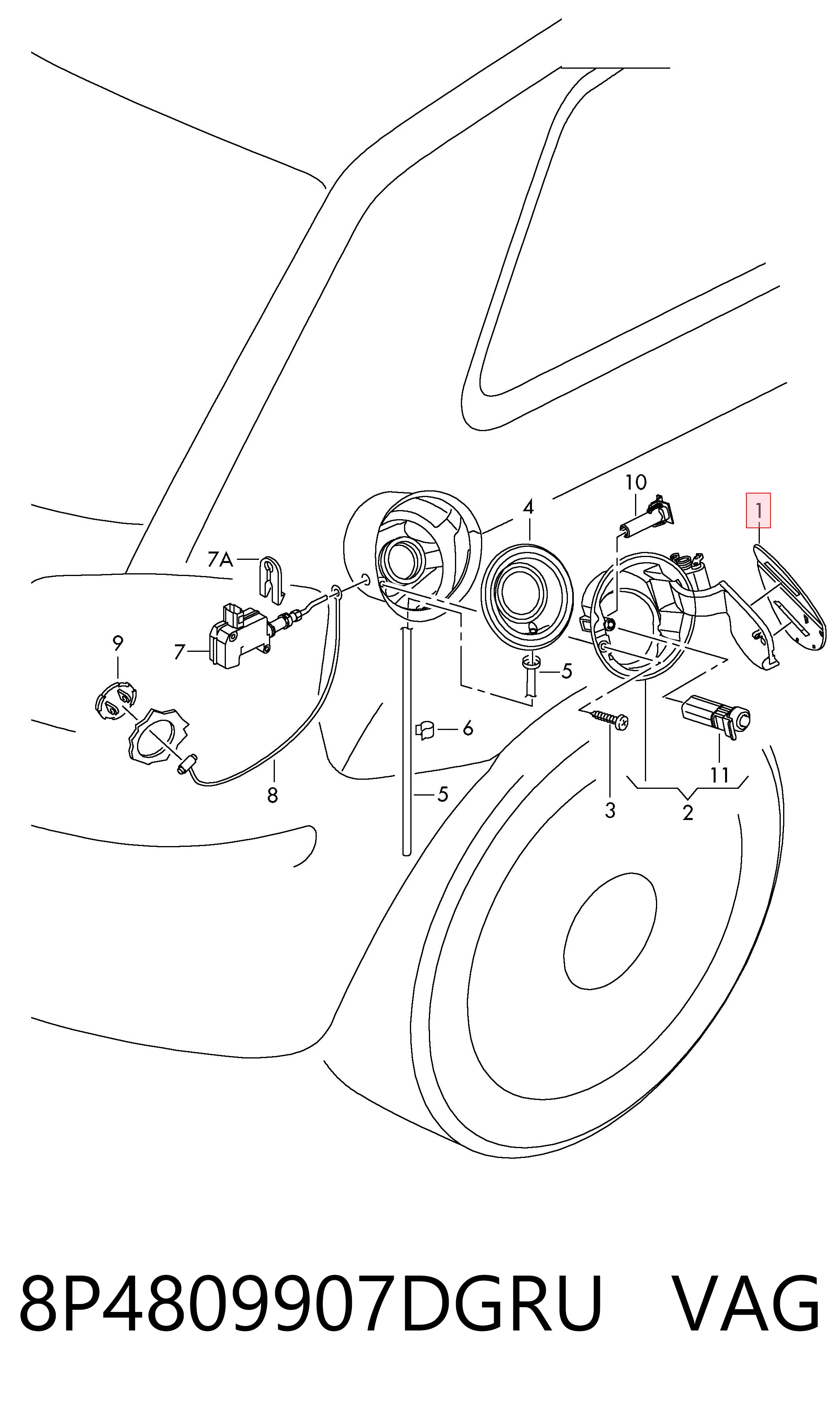 Лючок (дверца) бензобака Audi A3 Sportback хэтчбек (8PA) (2004 - 2015) цена, от  USD