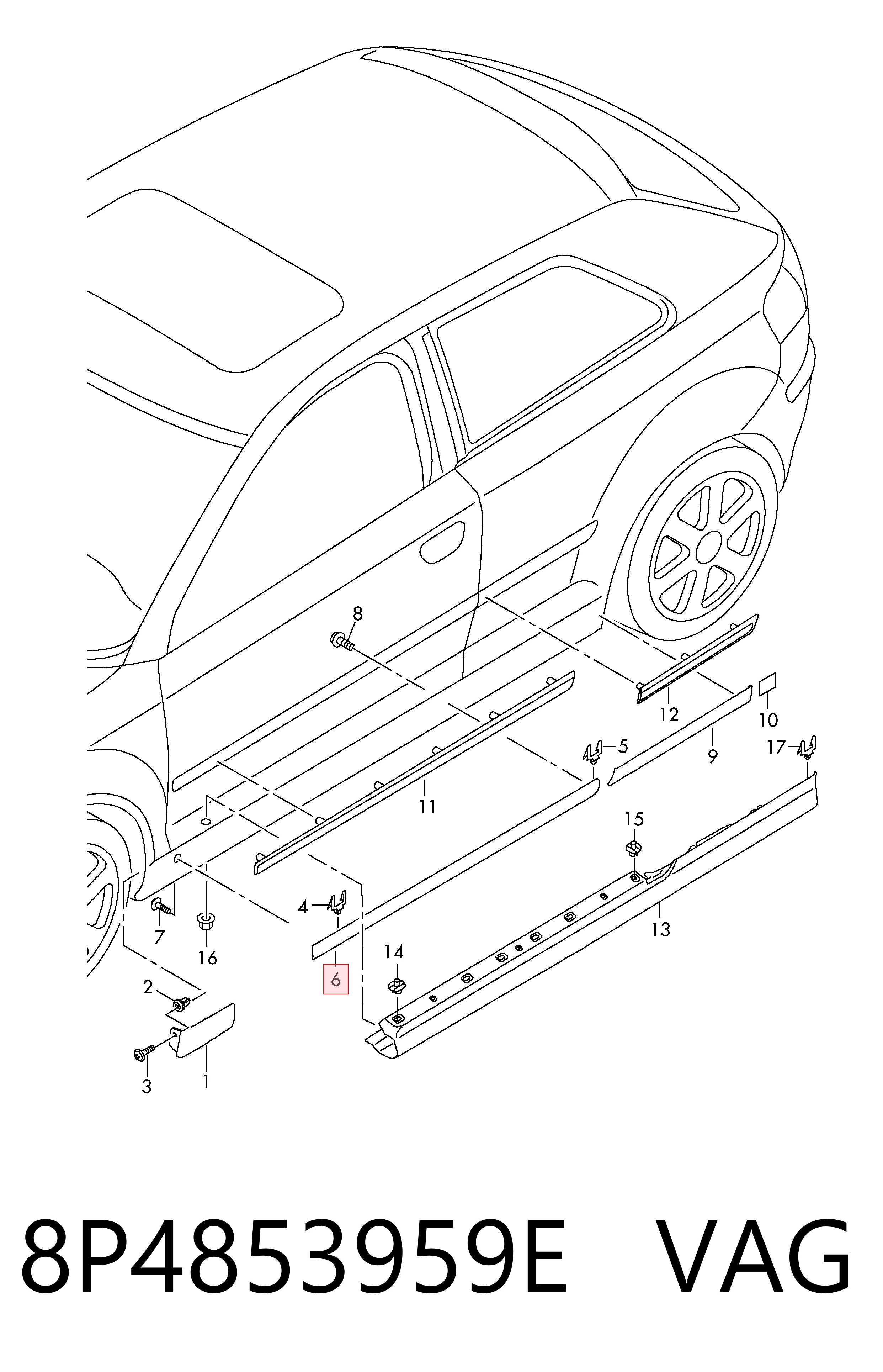 8P4853959E VAG Молдинг передней левой двери