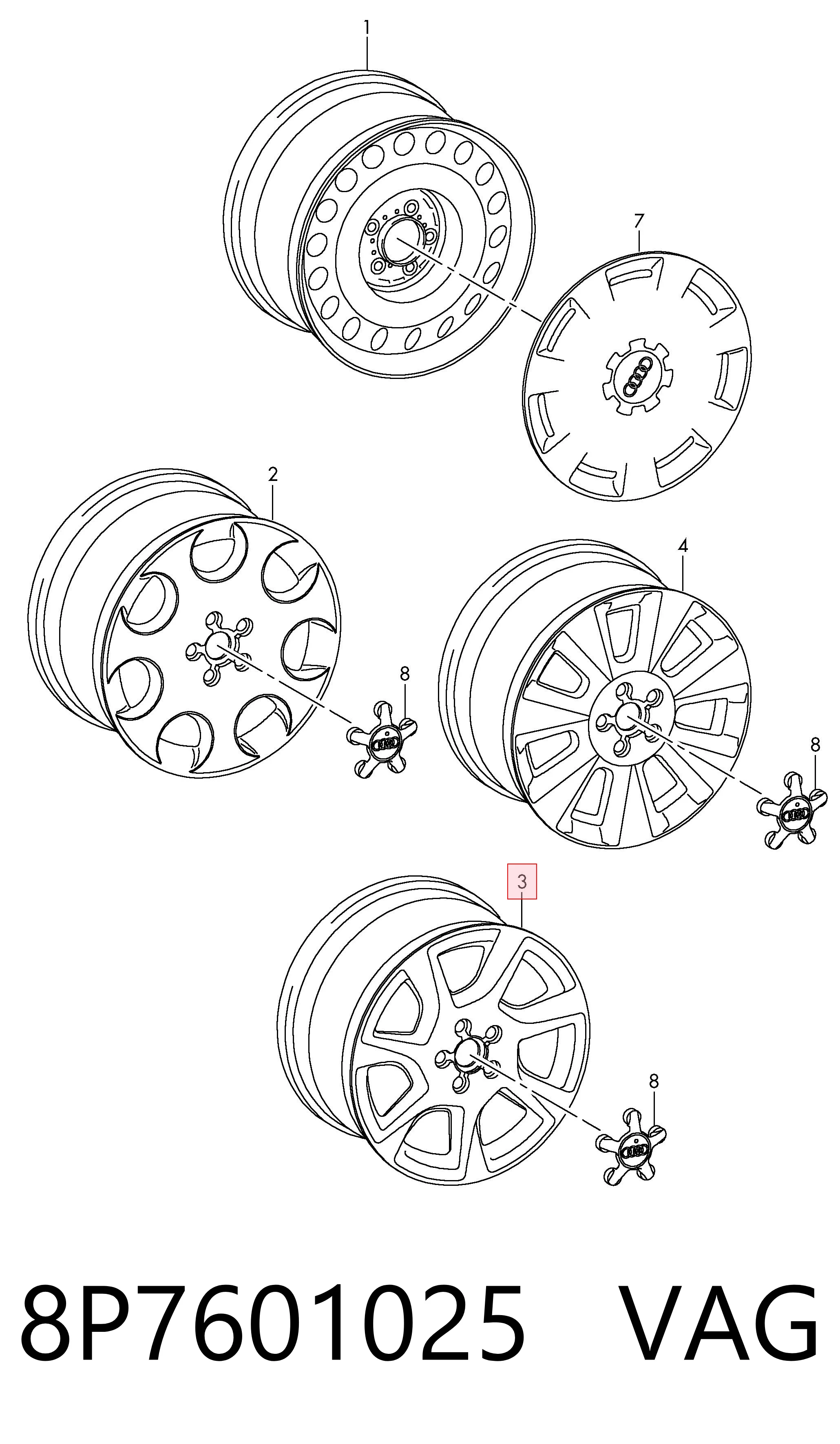 8P7601025 VAG Оригинальные диски