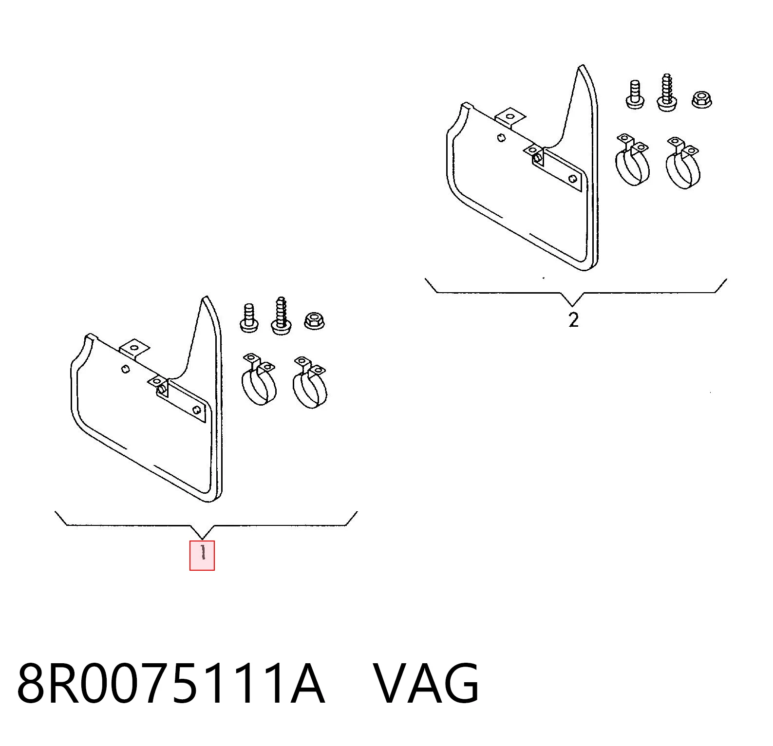 8R0075111A VAG Комплект передних брызговиков