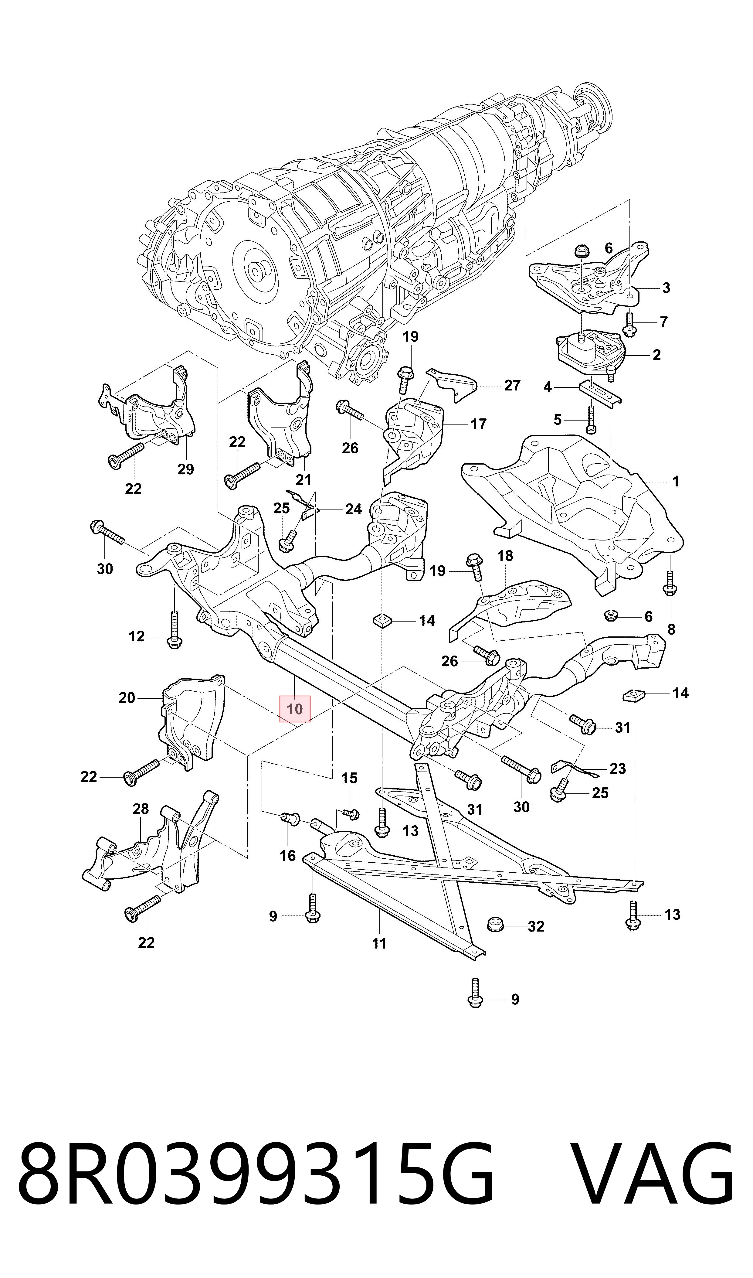 Подрамник передней подвески на Audi Q5  8RB