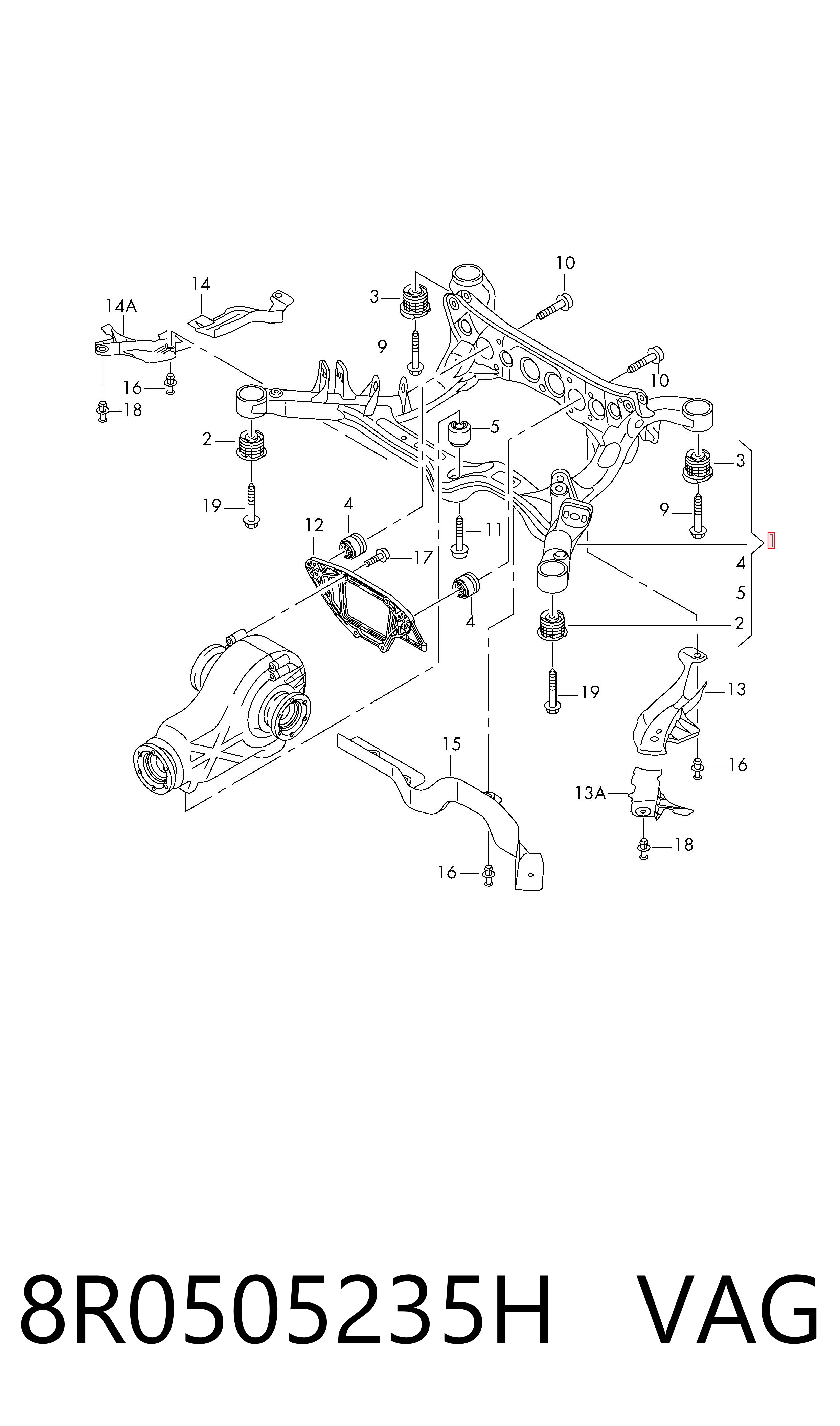 Подрамник задней подвески на Audi Q5  8RB