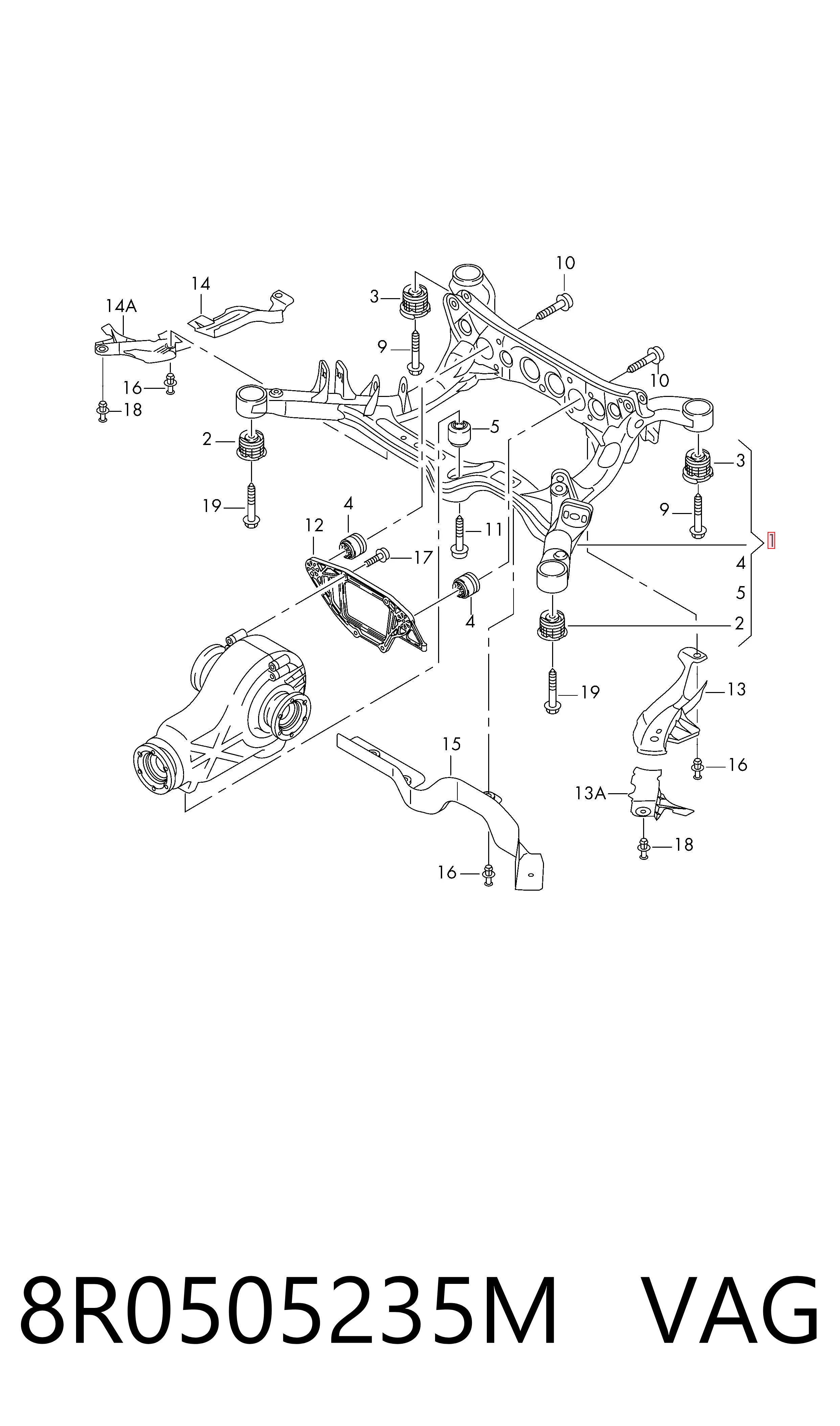 Балка задней подвески поперечная Audi Q5 внедорожник (8RB) (2008 - 2016) цена, от 155.17 USD