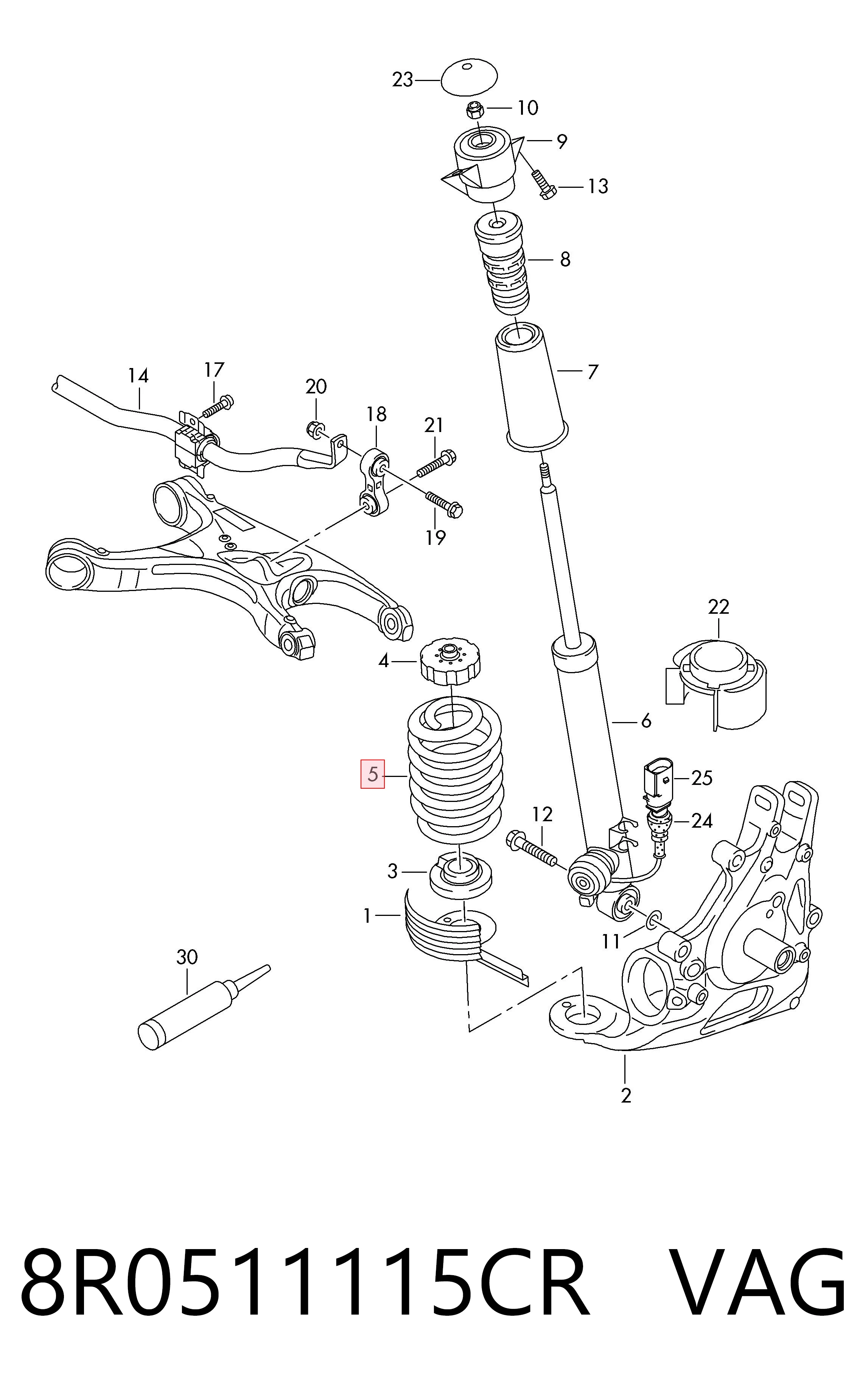 8R0511115CR VAG Пружина подвески задняя