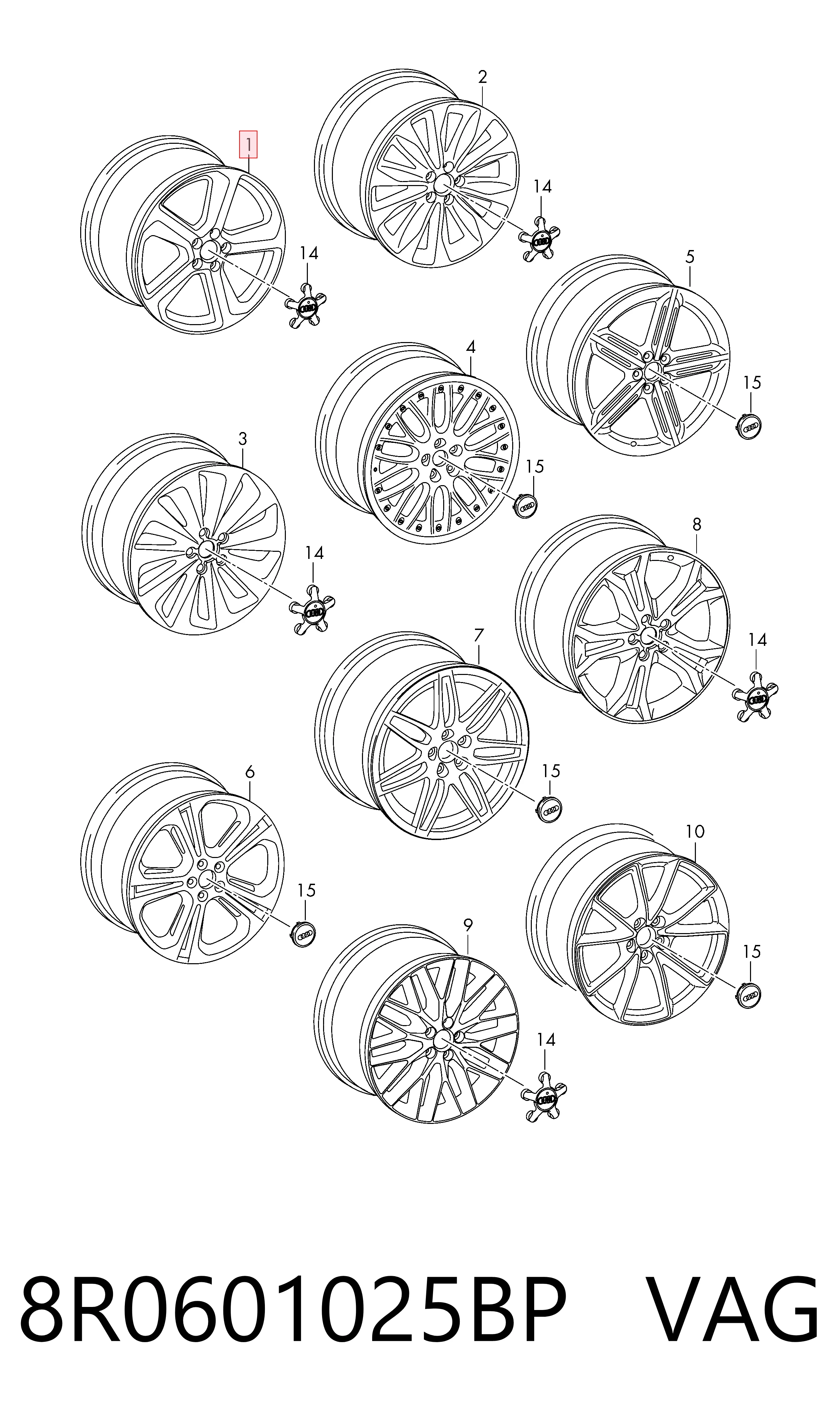 Купить 8R0601025BP VAG Диски колесные