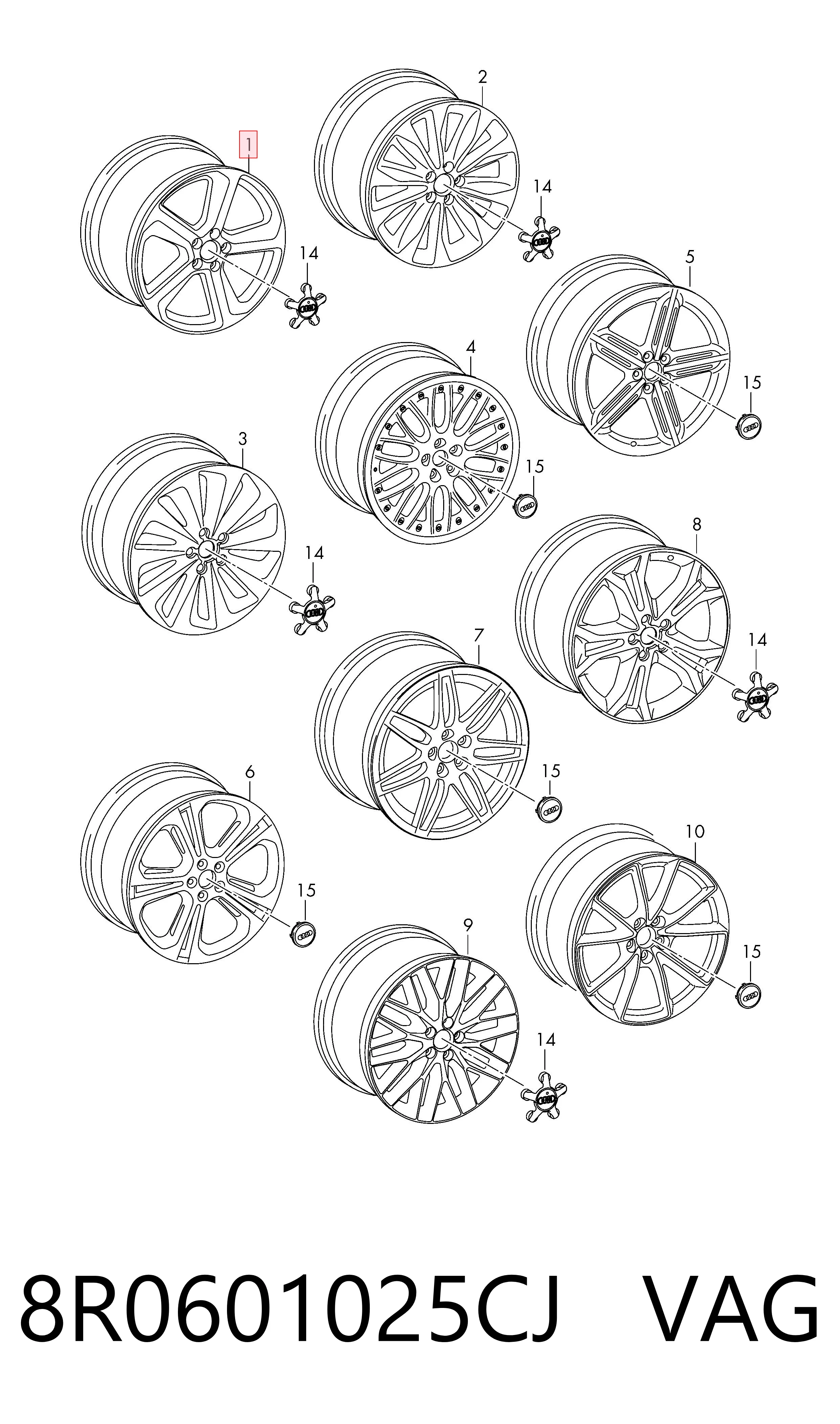 8R0601025CJ VAG Оригинальные диски