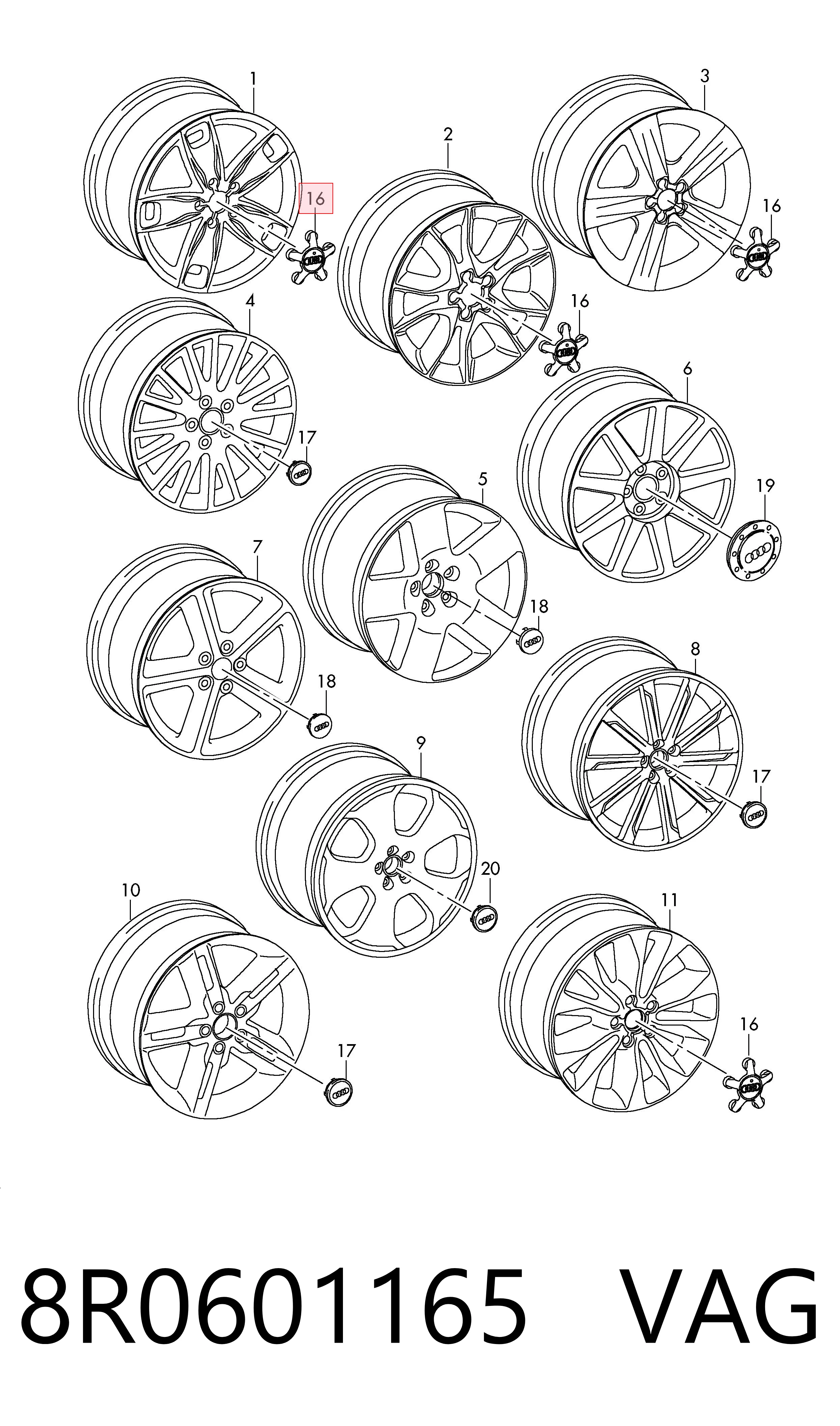 8R0601165 VAG Колпаки на диски
