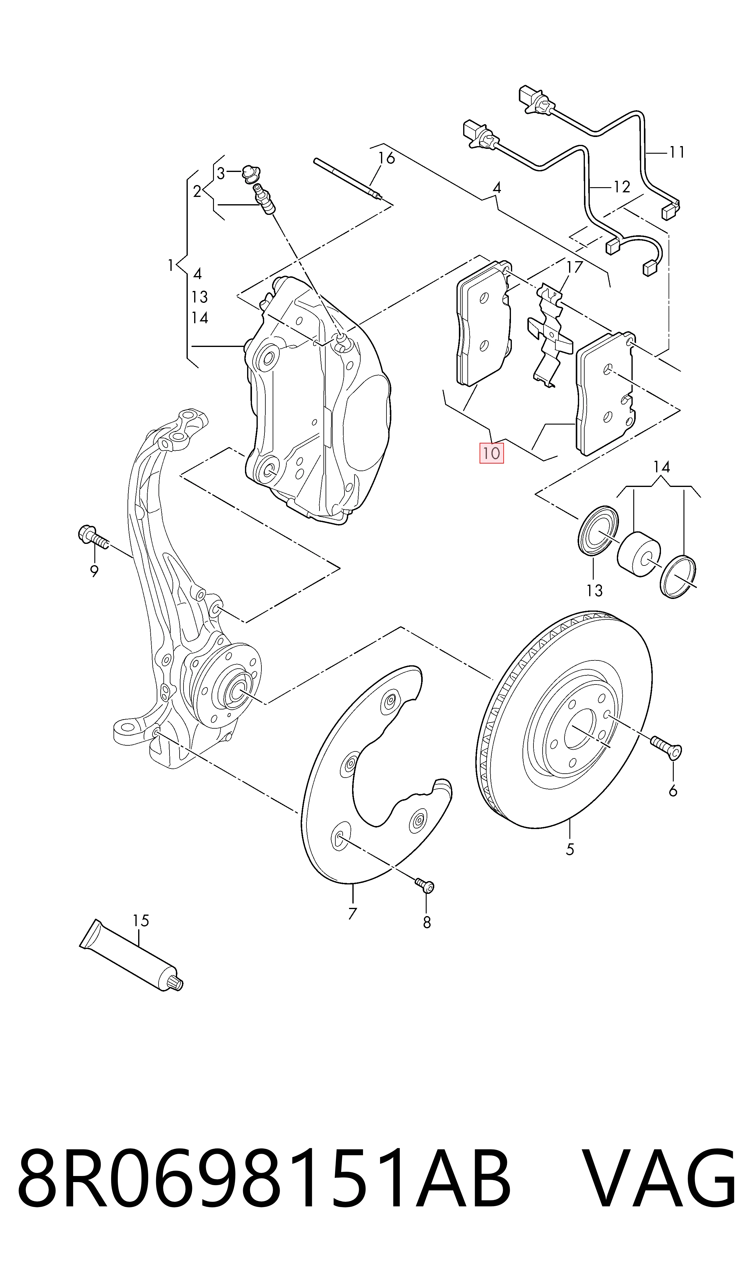 8R0698151AB VAG Колодки передние
