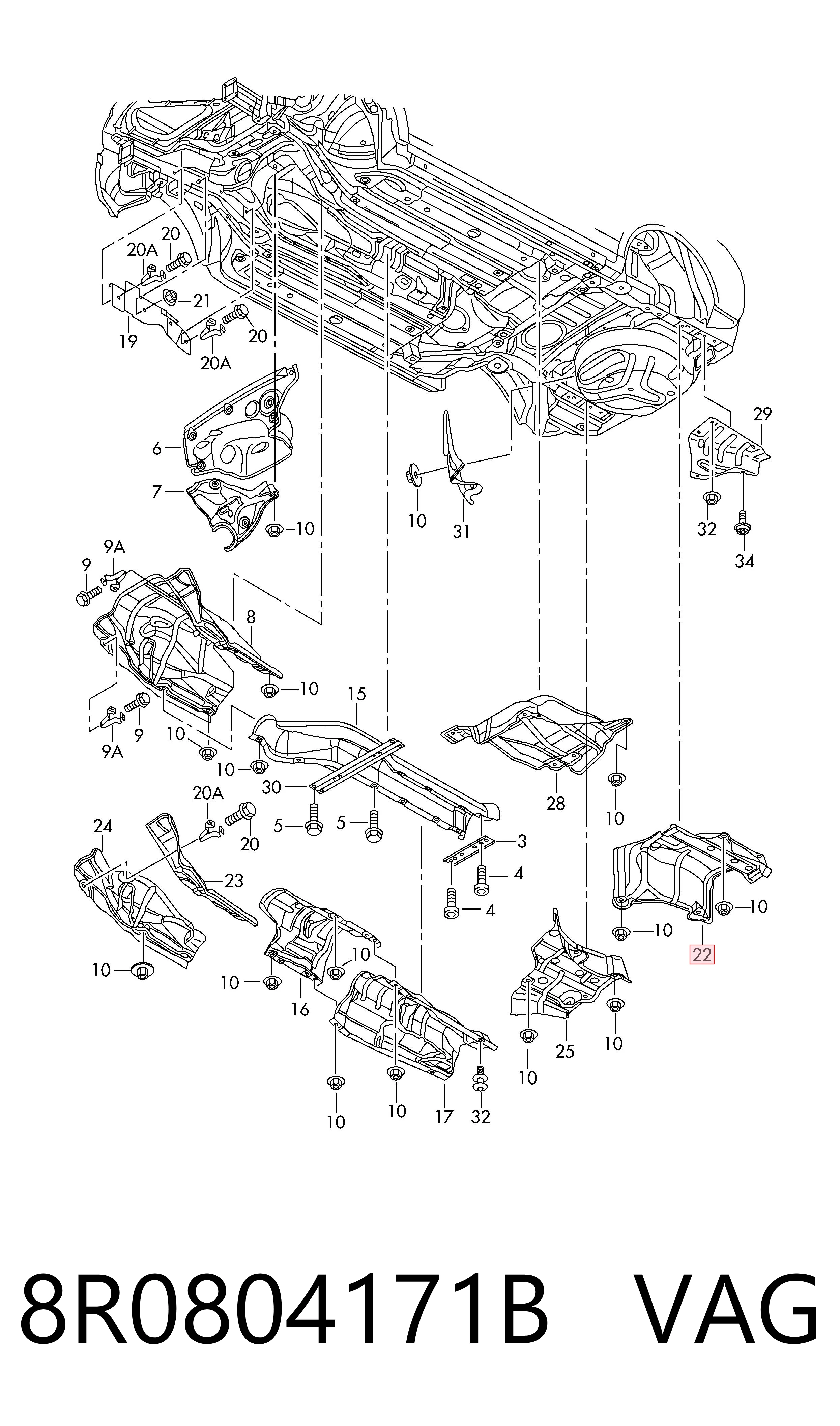 8R0804171B VAG Тепловой экран выхлопной системы