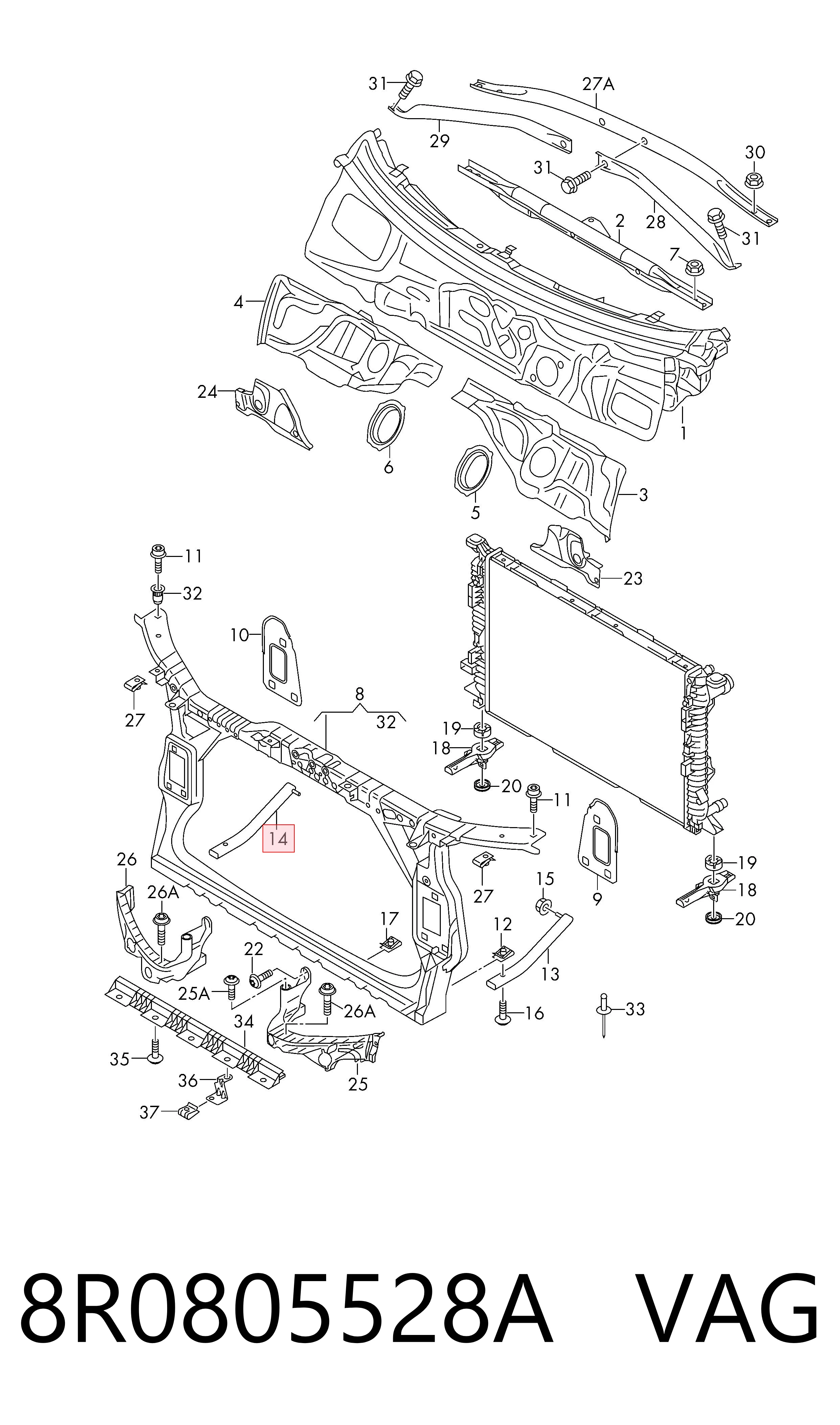 8R0805528A VAG Кронштейн передней панели правый
