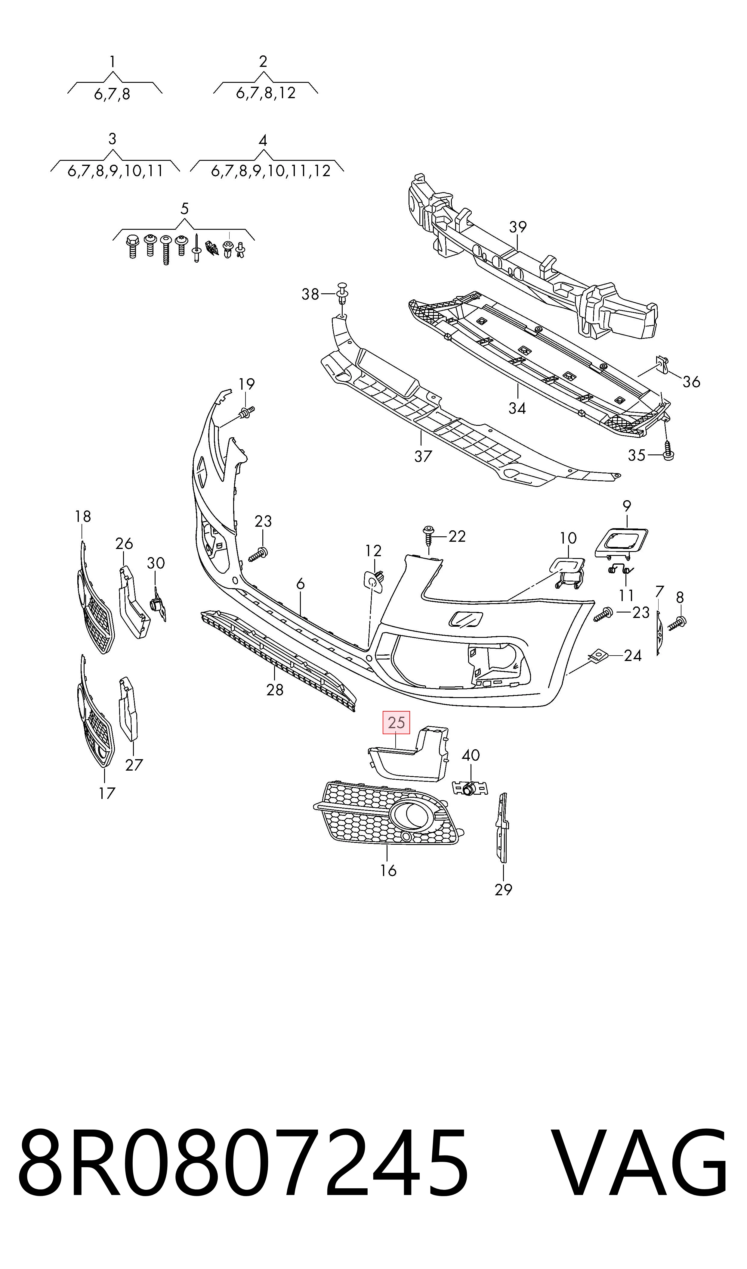 Бампер задний VAG 8R0807245 цена, от 23.24 USD