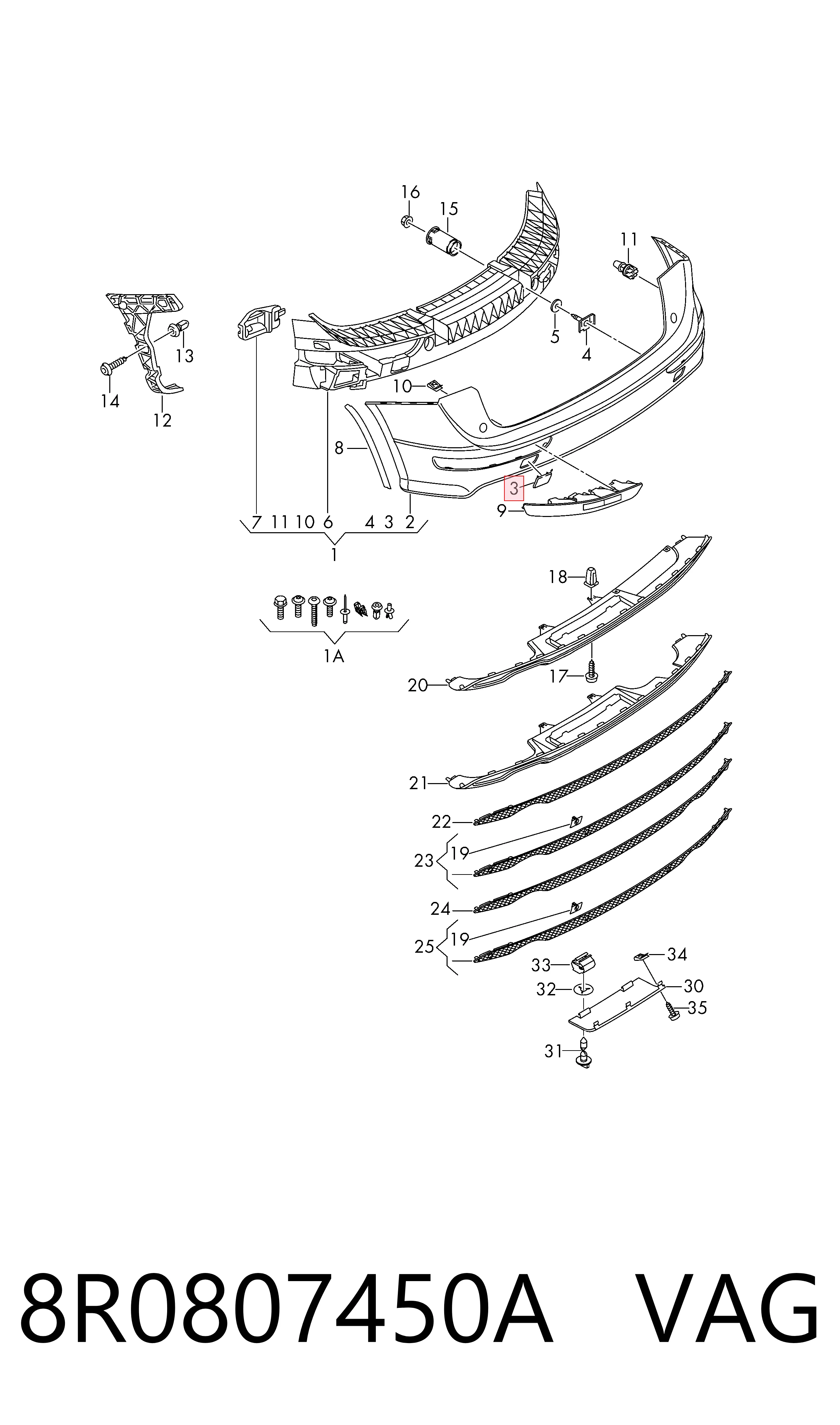 8R0807450A VAG Передняя заглушка бампера буксировочного крюка