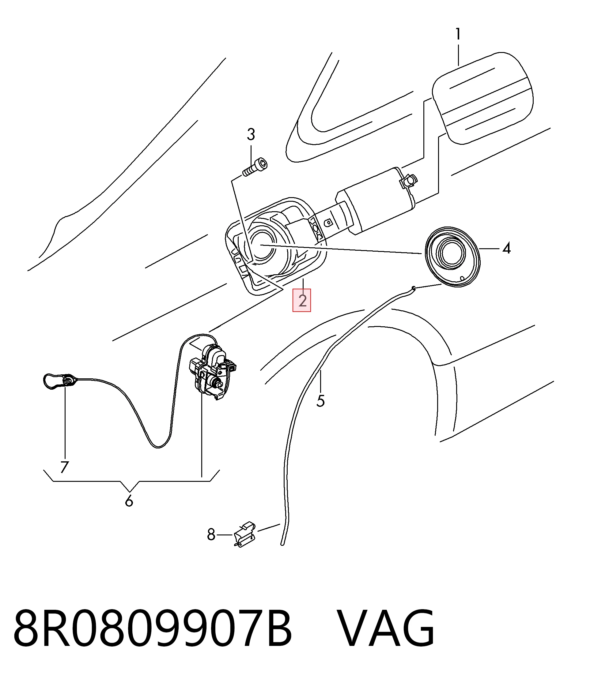 8R0809907B VAG Уплотнитель заливной горловины топливного бака