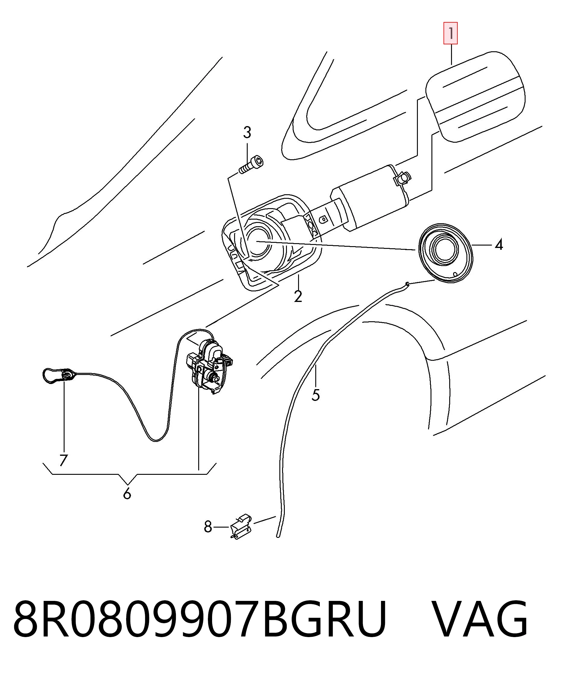 8R0809907BGRU VAG Уплотнитель заливной горловины топливного бака