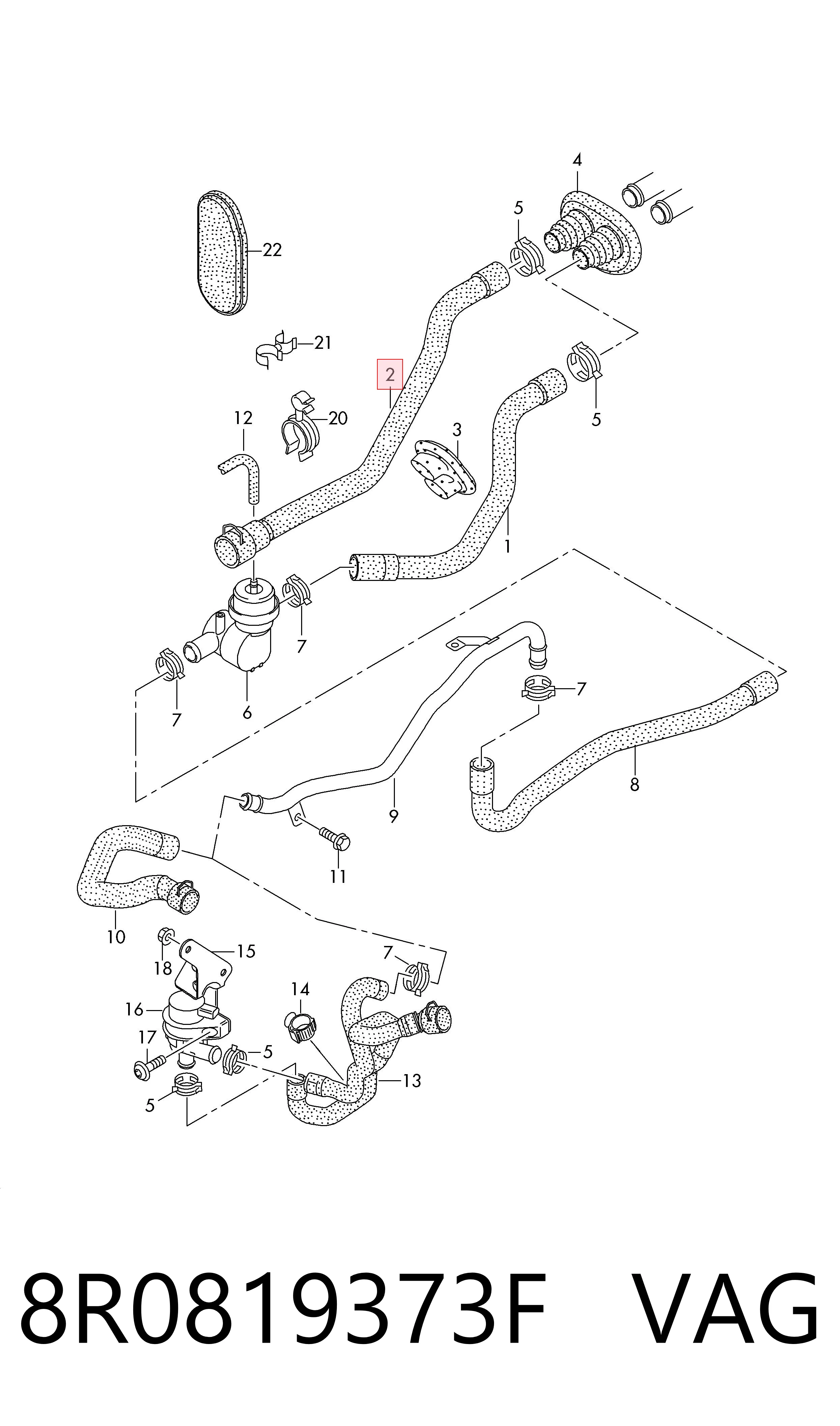 8R0819373F VAG Шланг радиатора печки