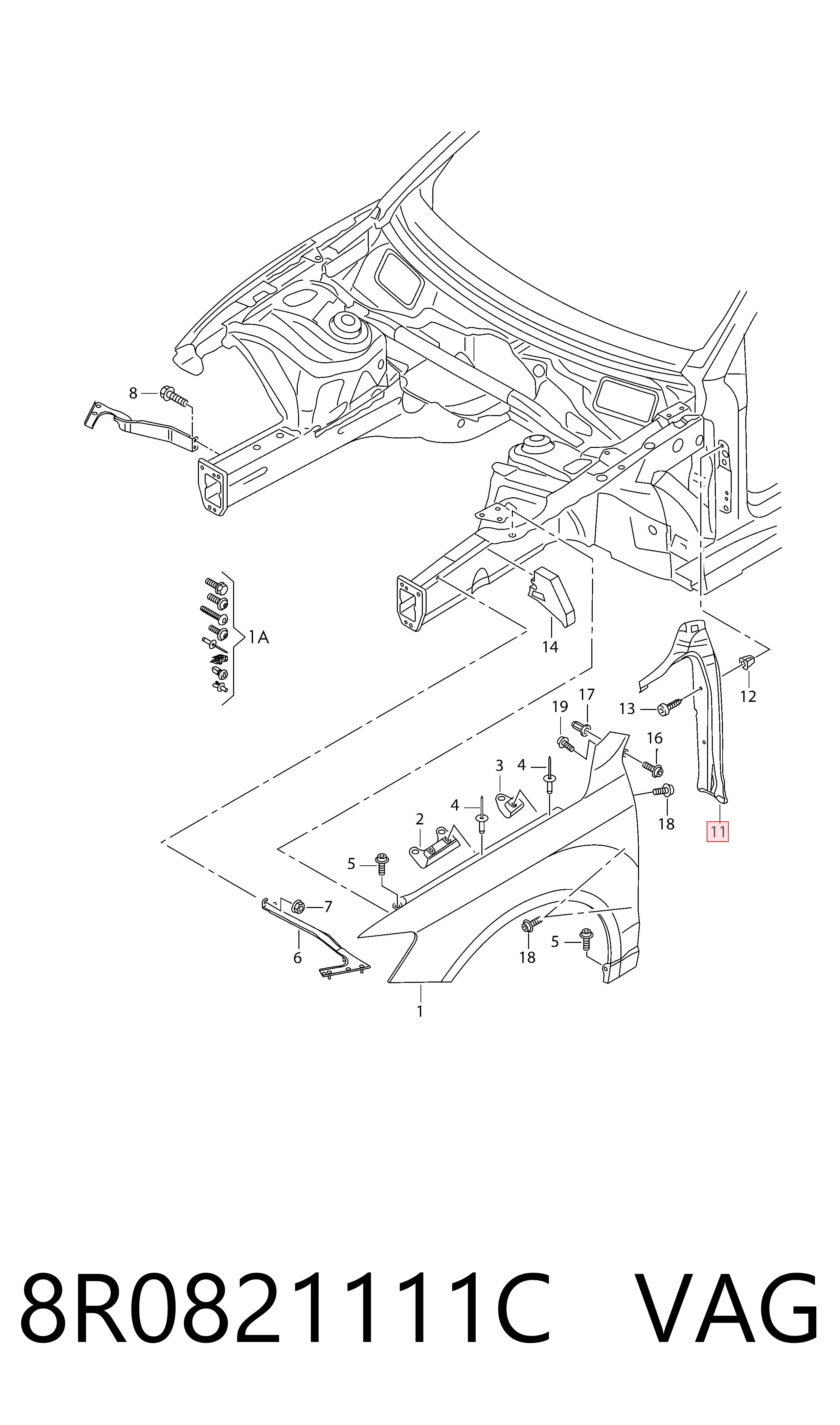 8R0821111C VAG Уплотнитель крыла