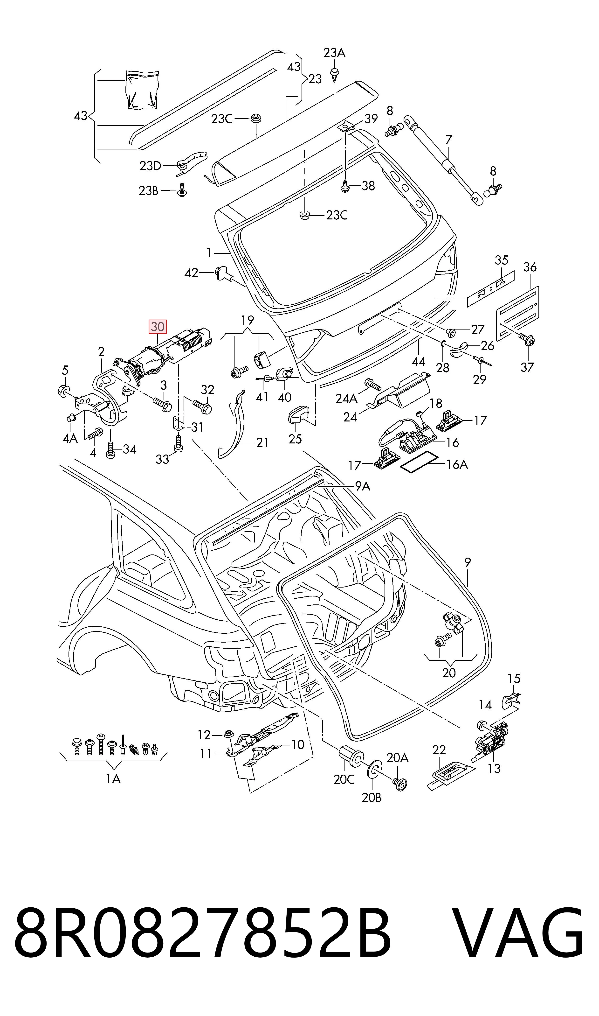 8R0827852B VAG Амортизатор крышки багажника