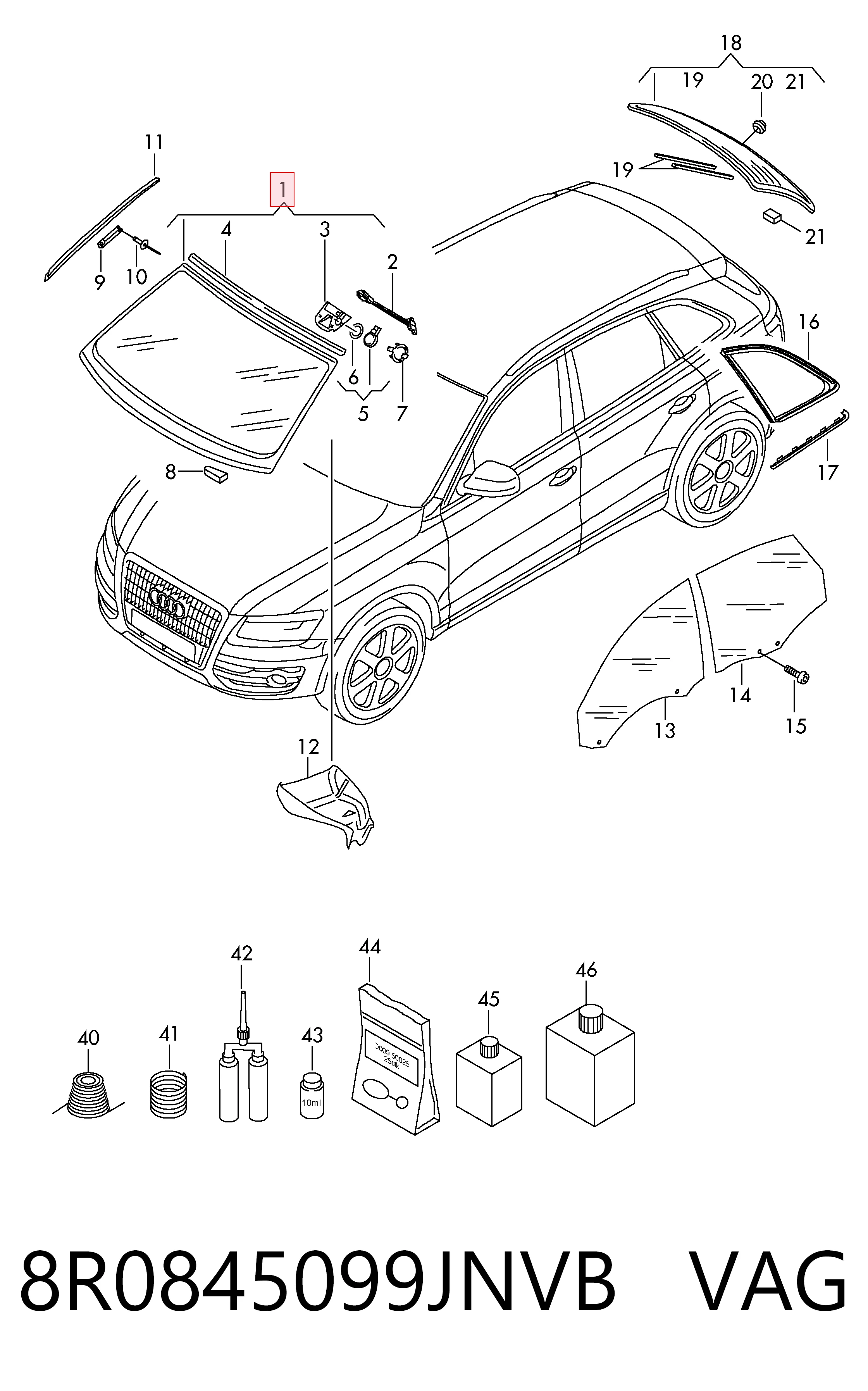  Лобовое стекло Audi Q5 