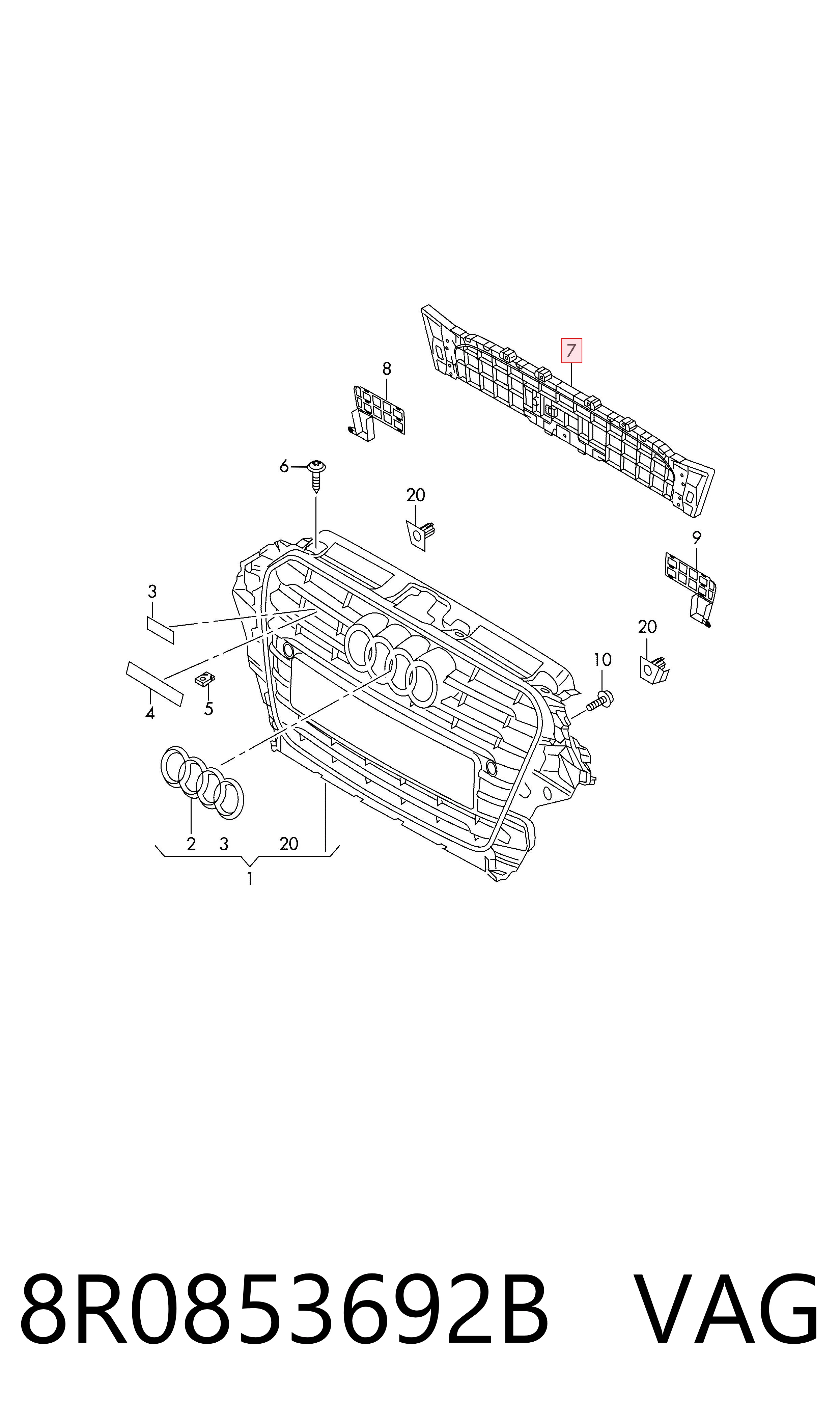 13X20531 Polcar Кронштейн решетки радиатора