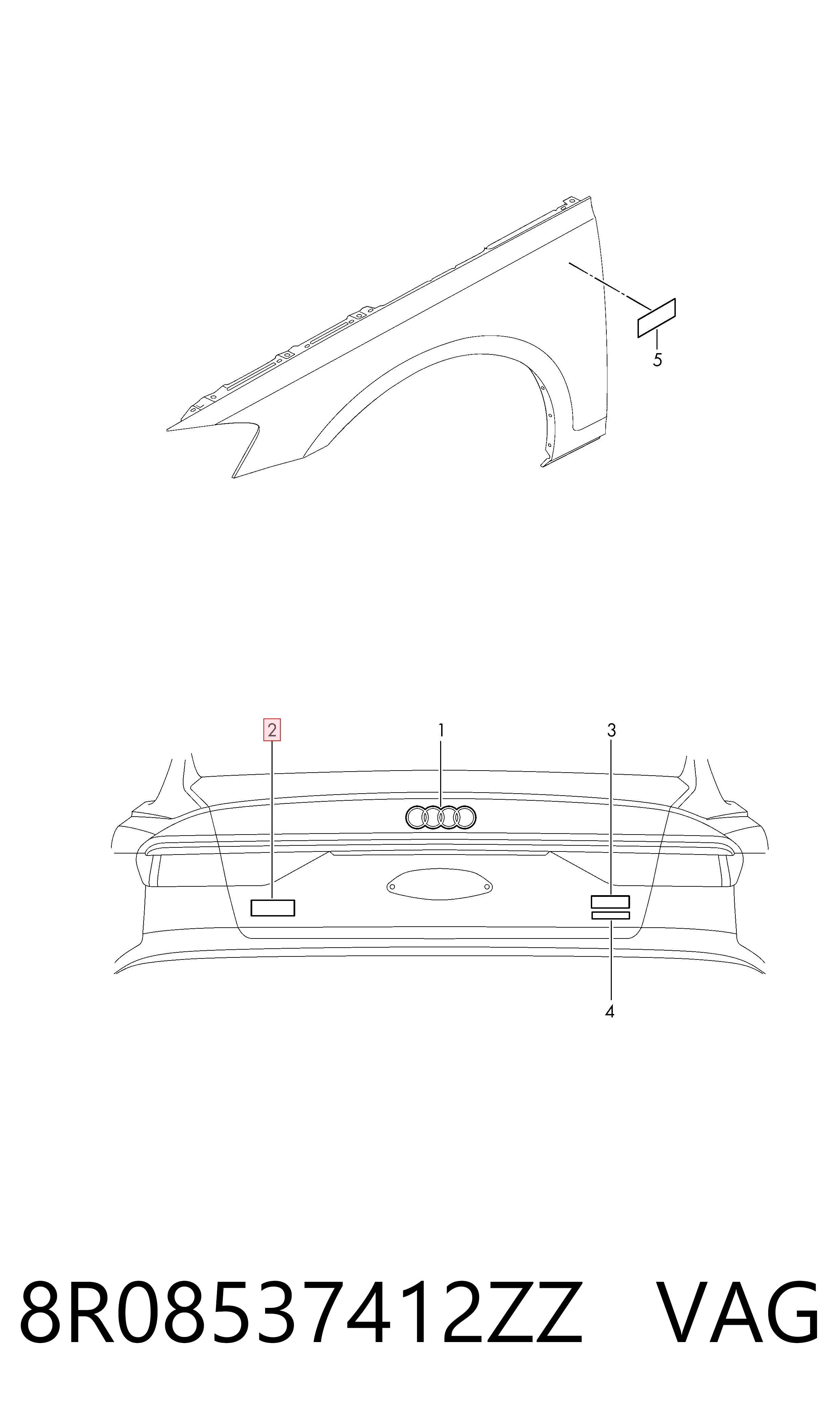 Фирменный значок Audi Q5 внедорожник (8RB) (2008 - 2016) цена, от 16.85 USD