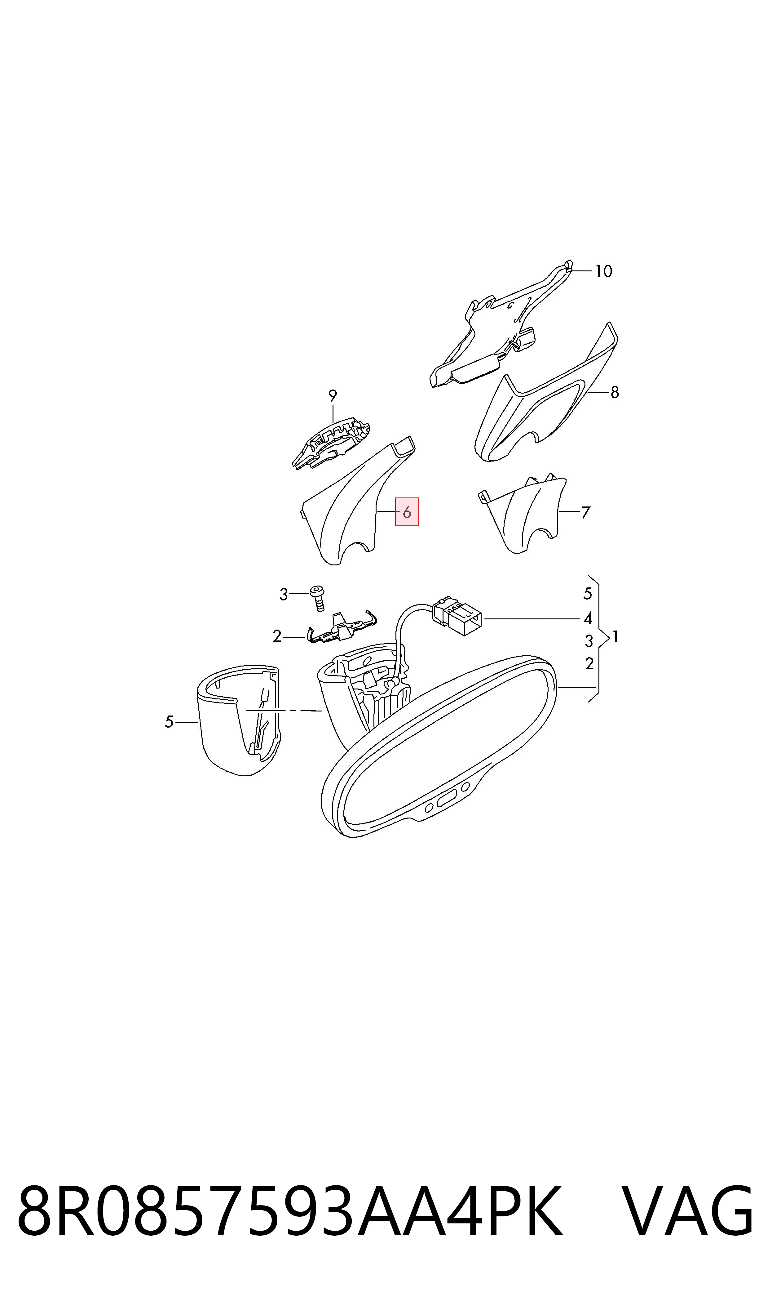 8R0857593AA4PK VAG Накладка (крышка) кронштейна зеркала салона
