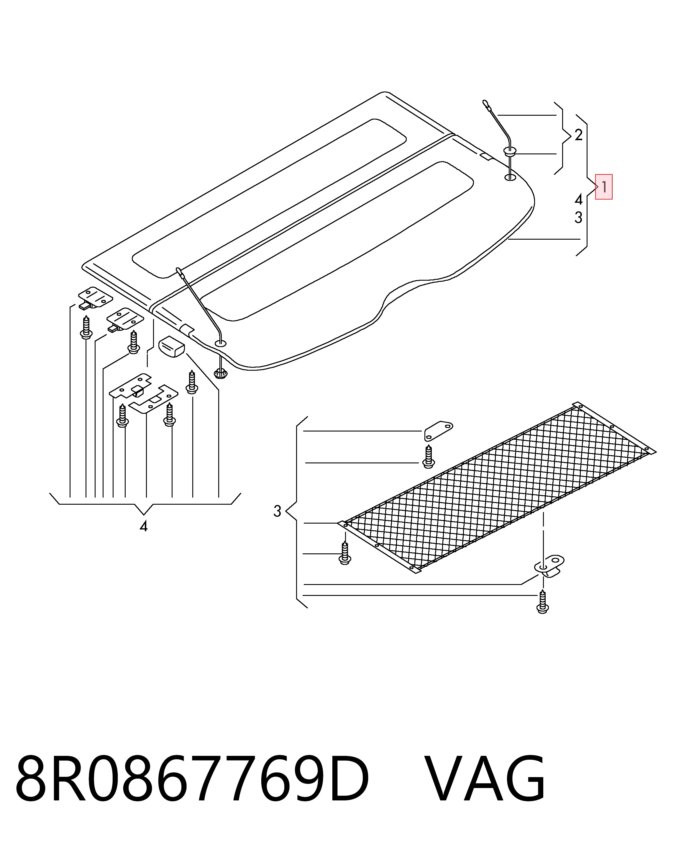 8R0867769D VAG Каркасная шторка багажного отсека