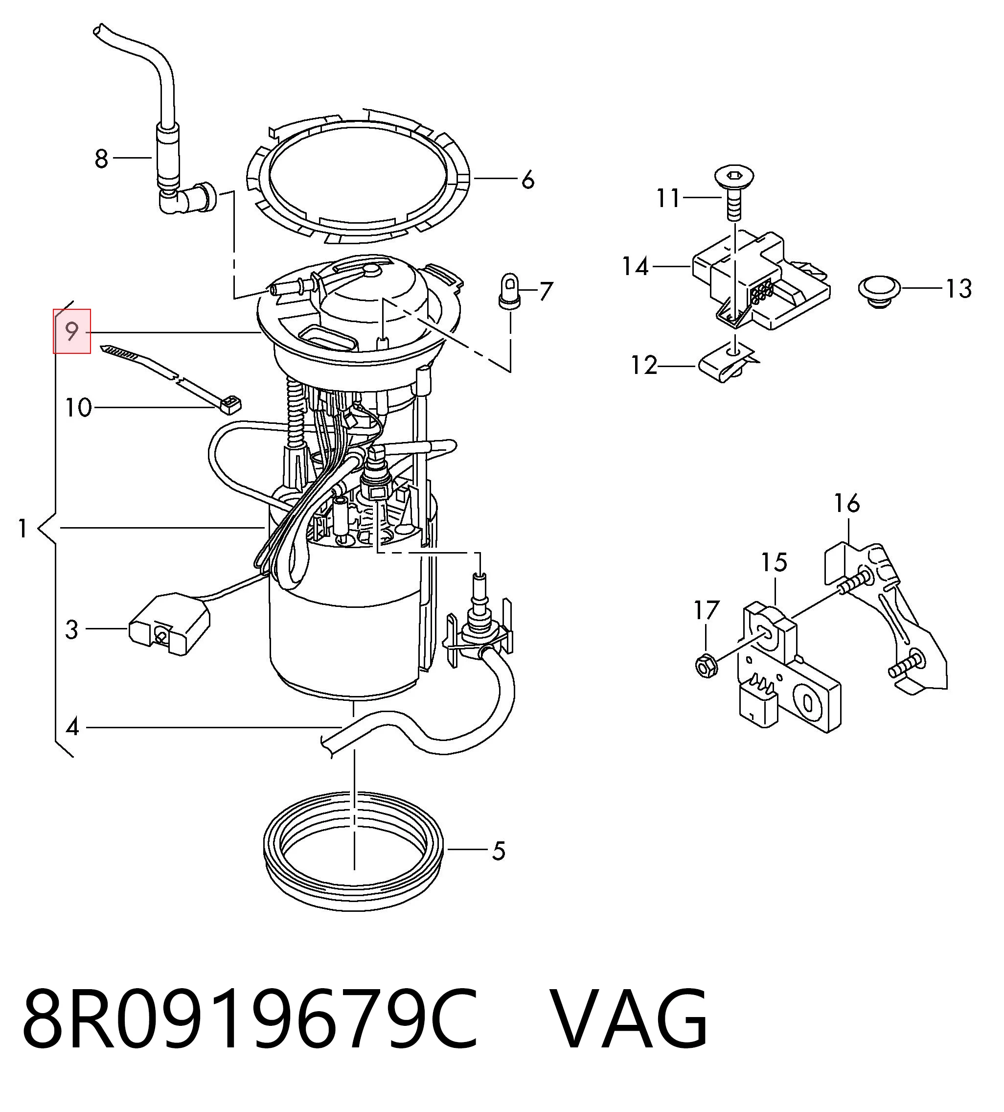 Фильтр тонкой очистки топлива VAG 8R0919679C цена, от 88.70 USD