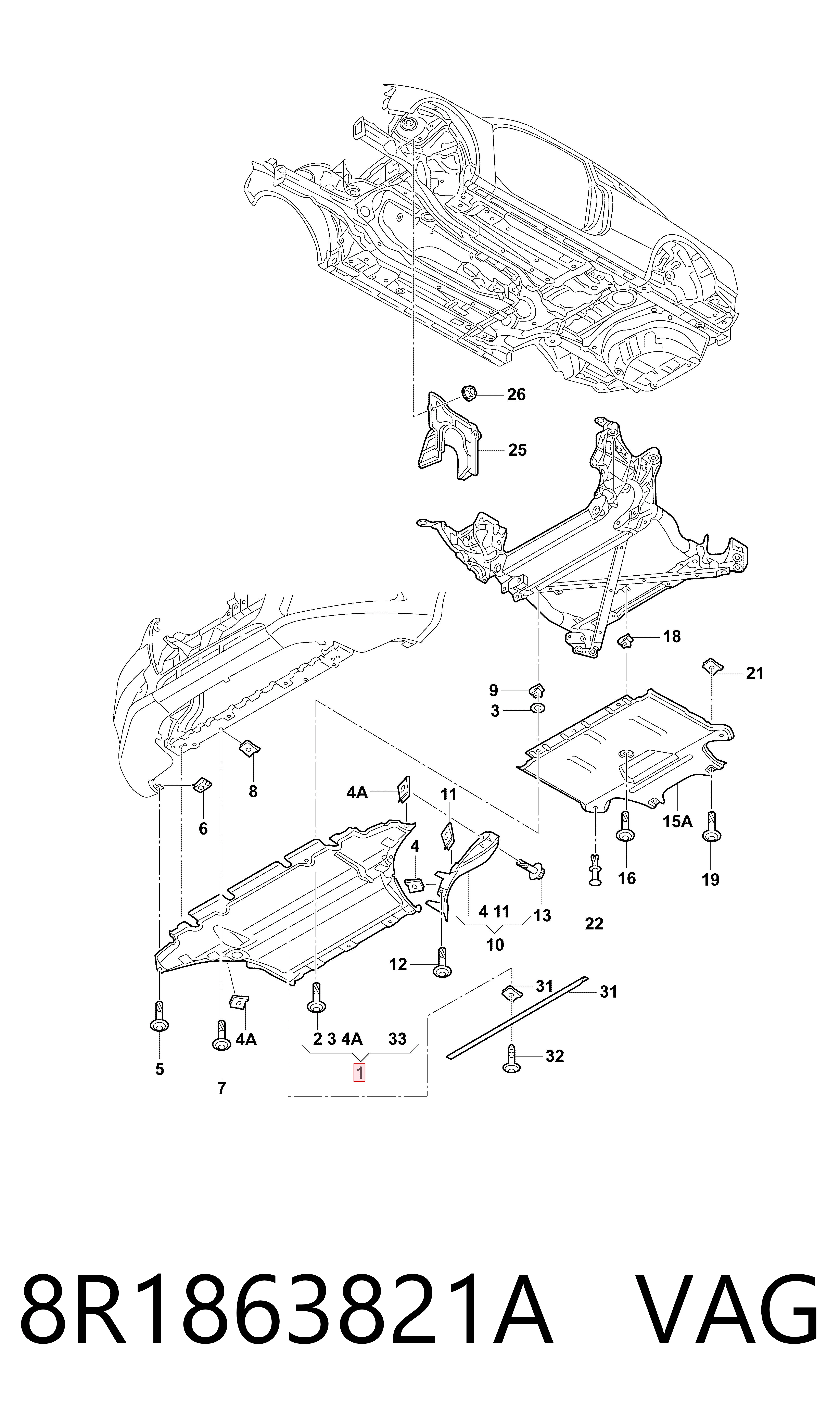 8R1863821A VAG Защита двигателя передняя