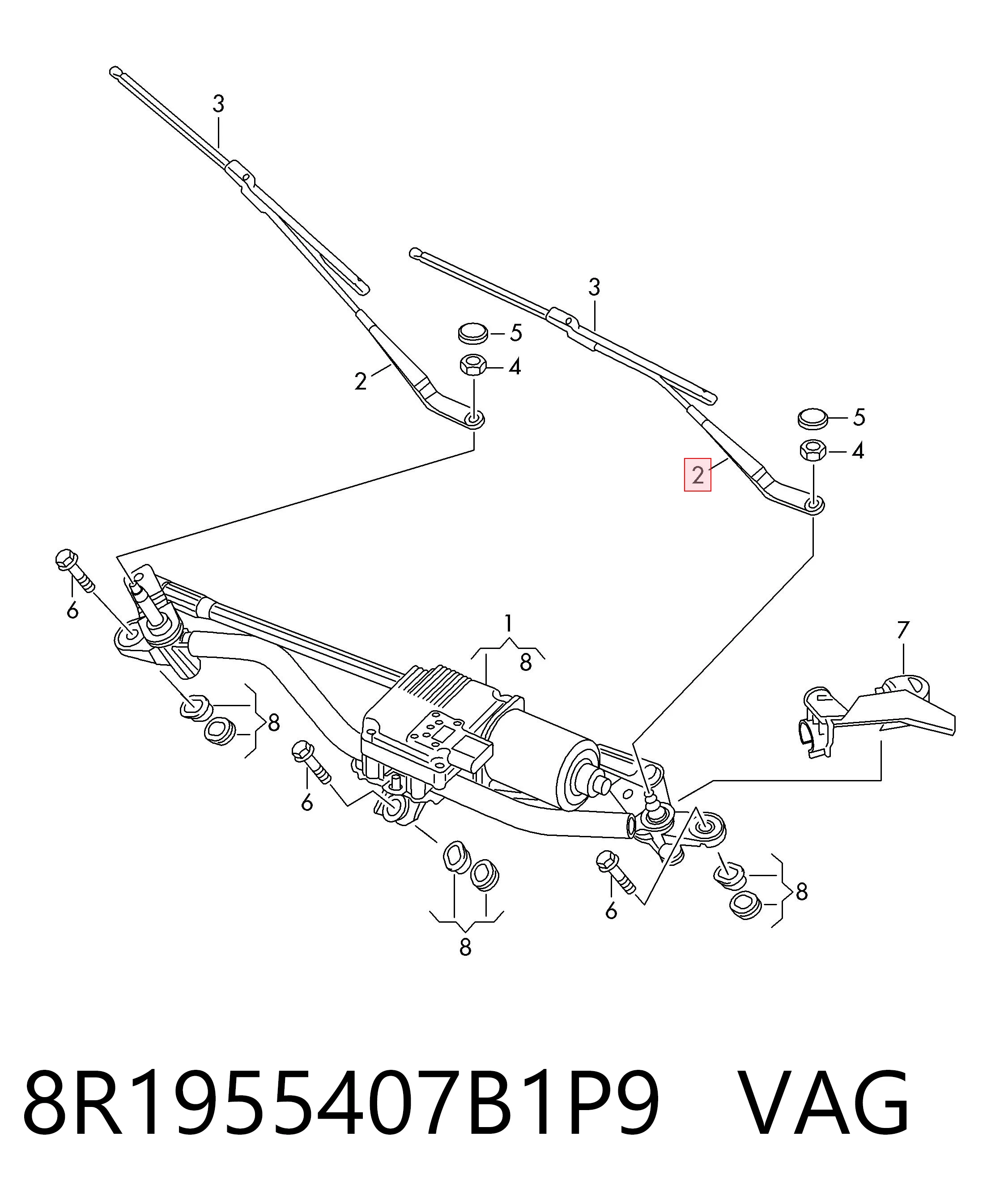 Рычаг стеклоочистителя Audi Q5 внедорожник (8RB) (2008 - 2016) цена, от 22.63 USD