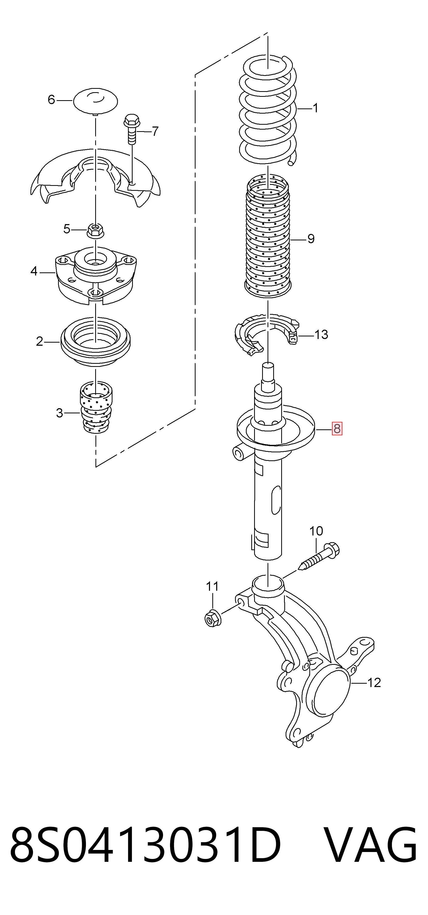 8S0413031D VAG Стойка передняя