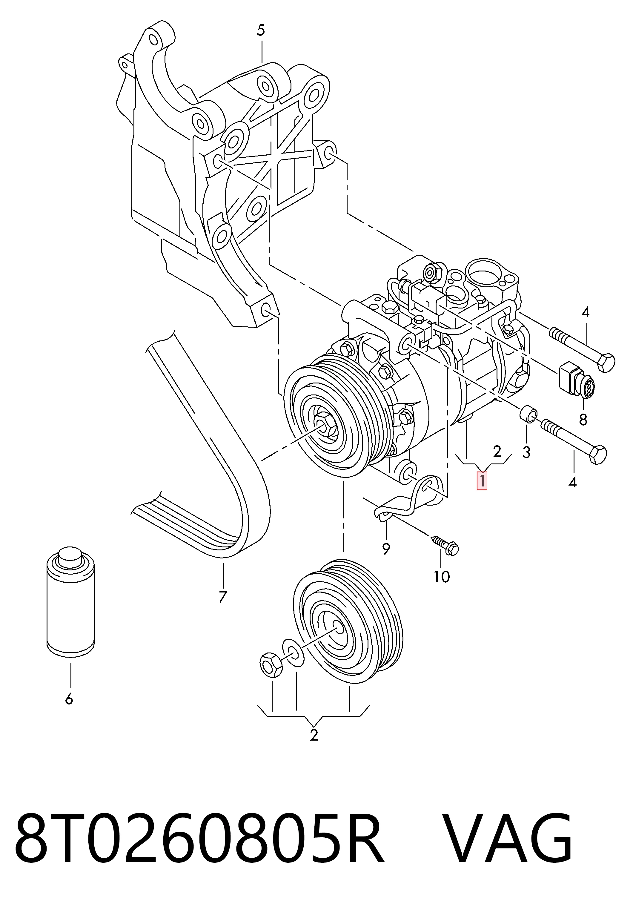 8T0260805R VAG Компрессор хладагента