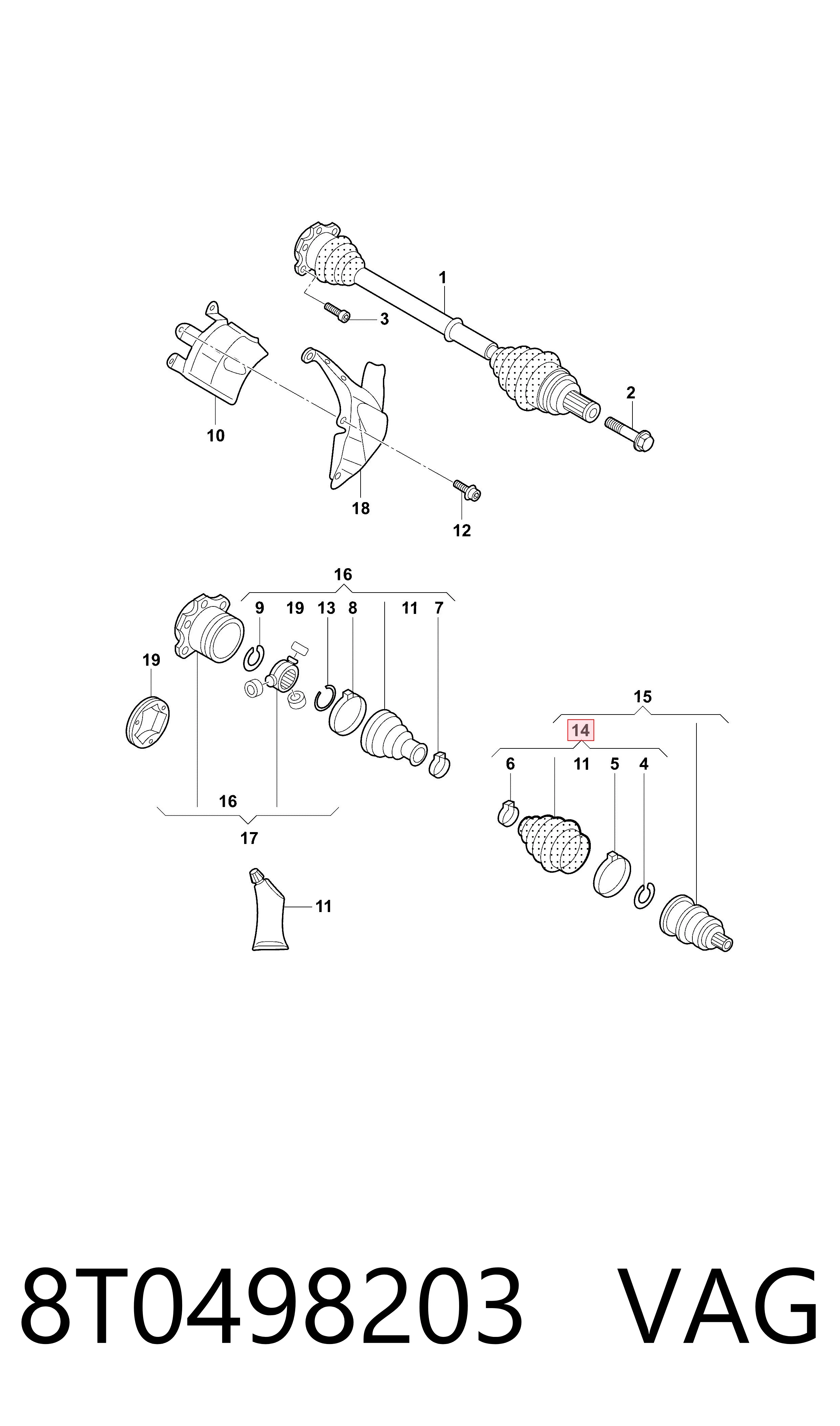 8T0498203 VAG Пыльник шарнира привода