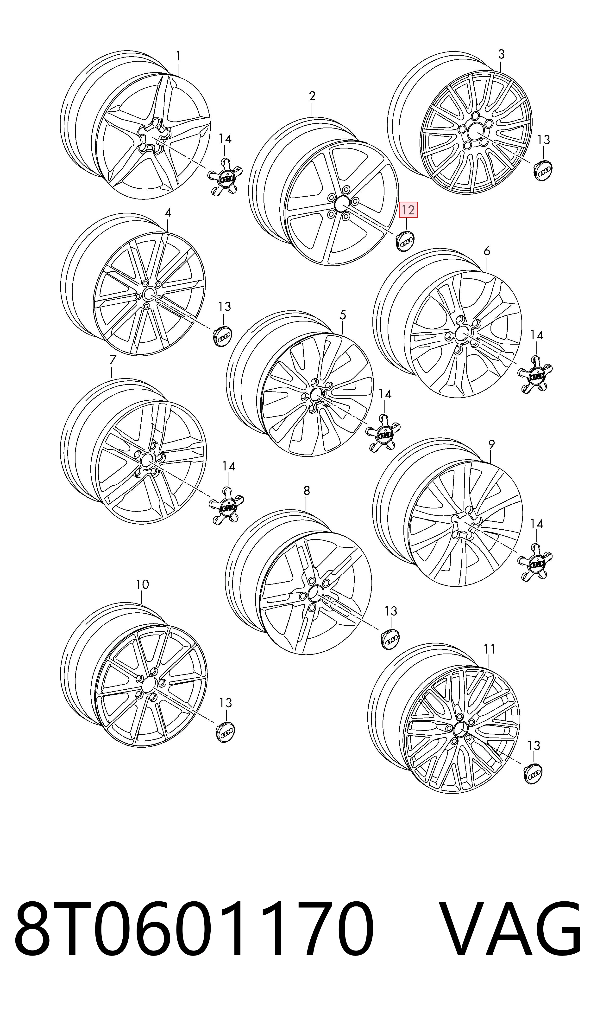 8T0601170 VAG Колпаки на диски
