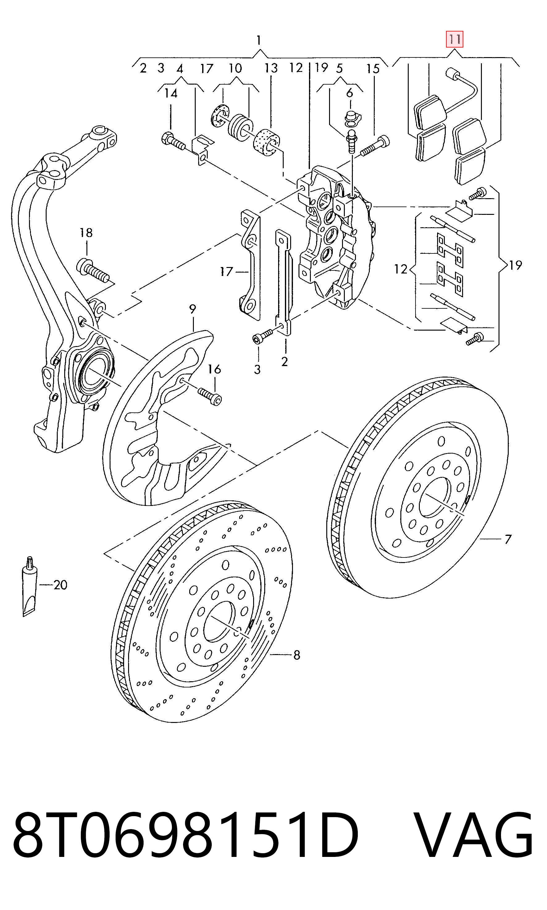 8T0698151D VAG Колодки передние
