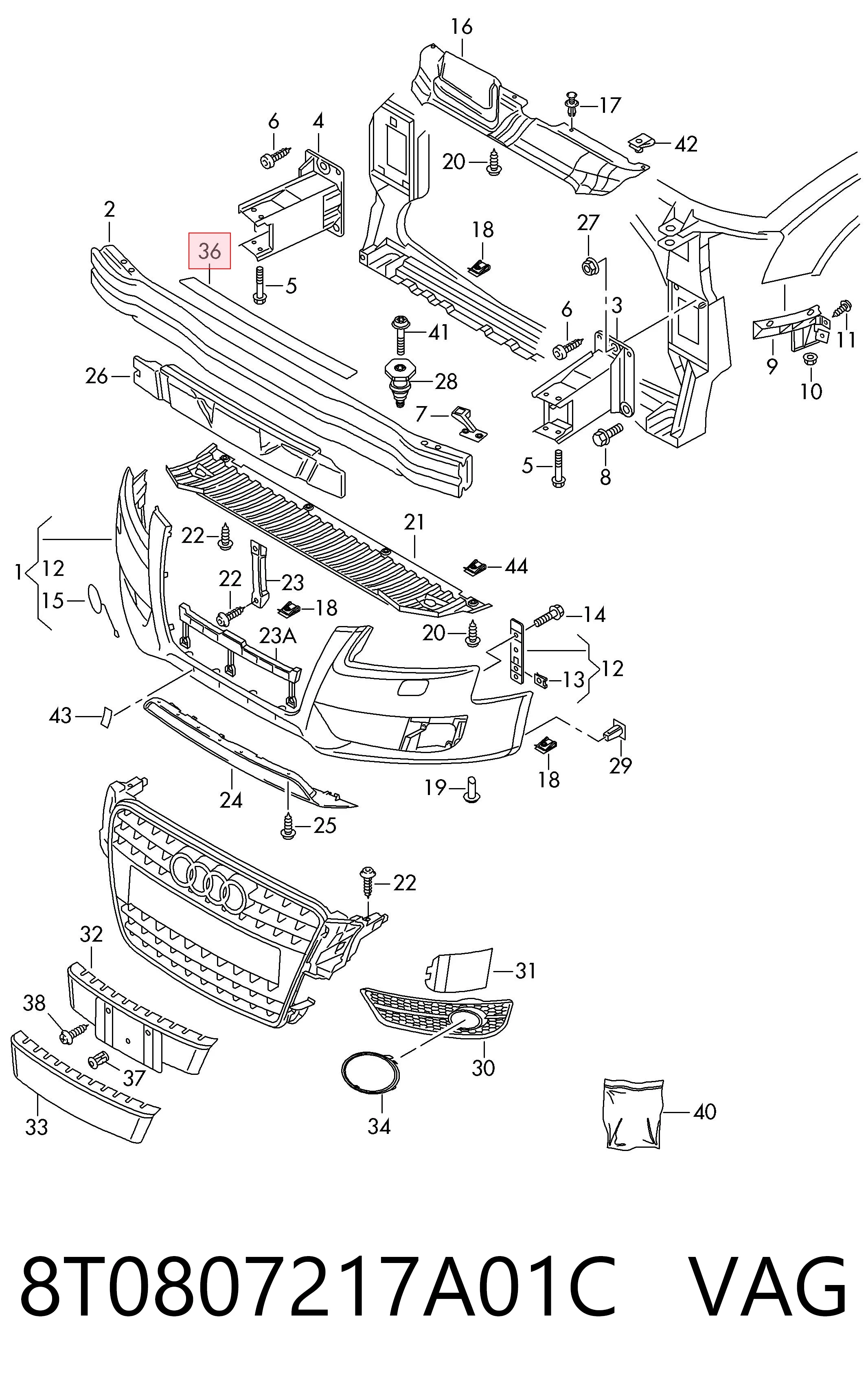 Купить 8T0807217A01C VAG Накладка бампера переднего