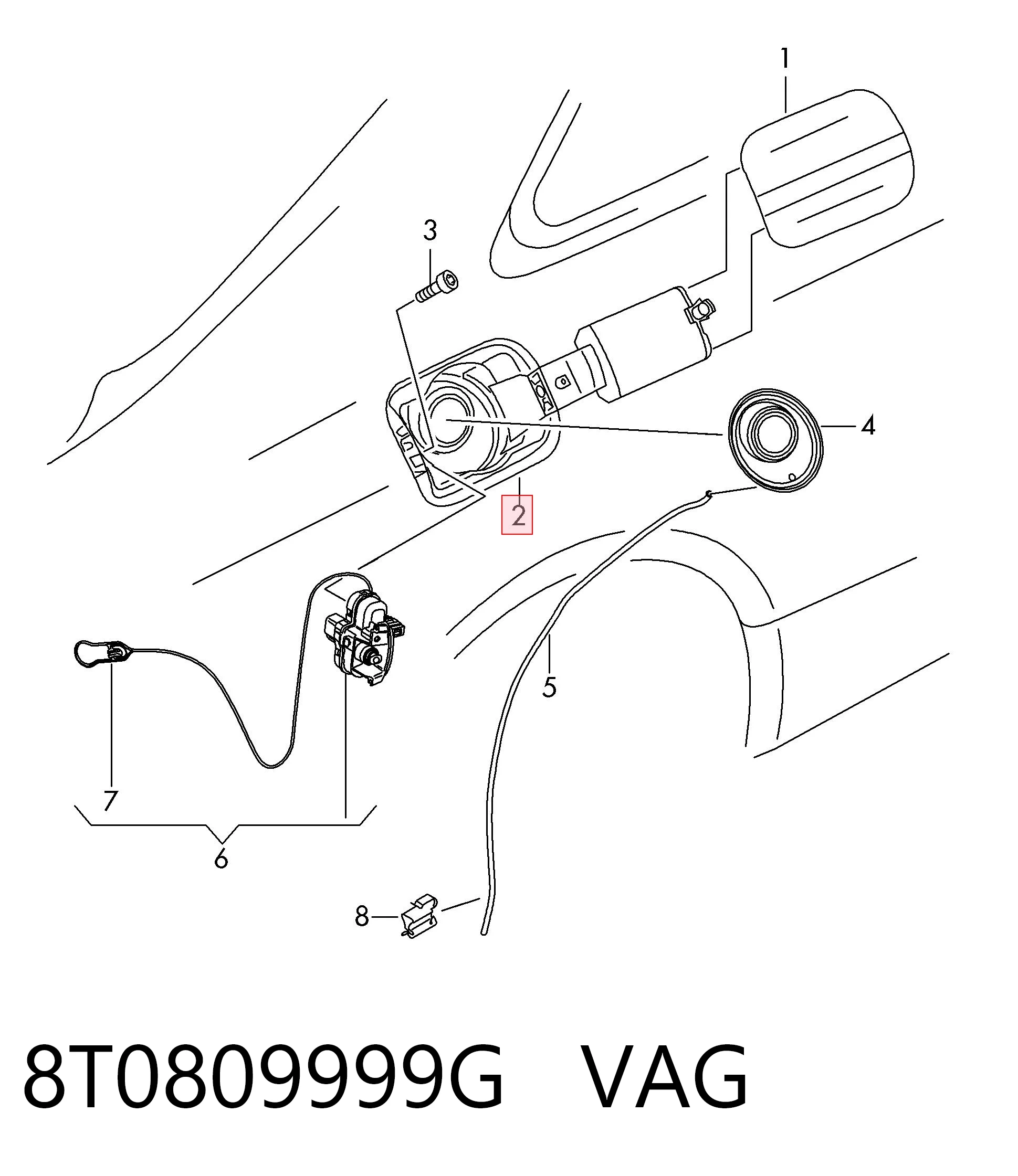 8T0809999G VAG Кронштейн крепления лючка бензобака