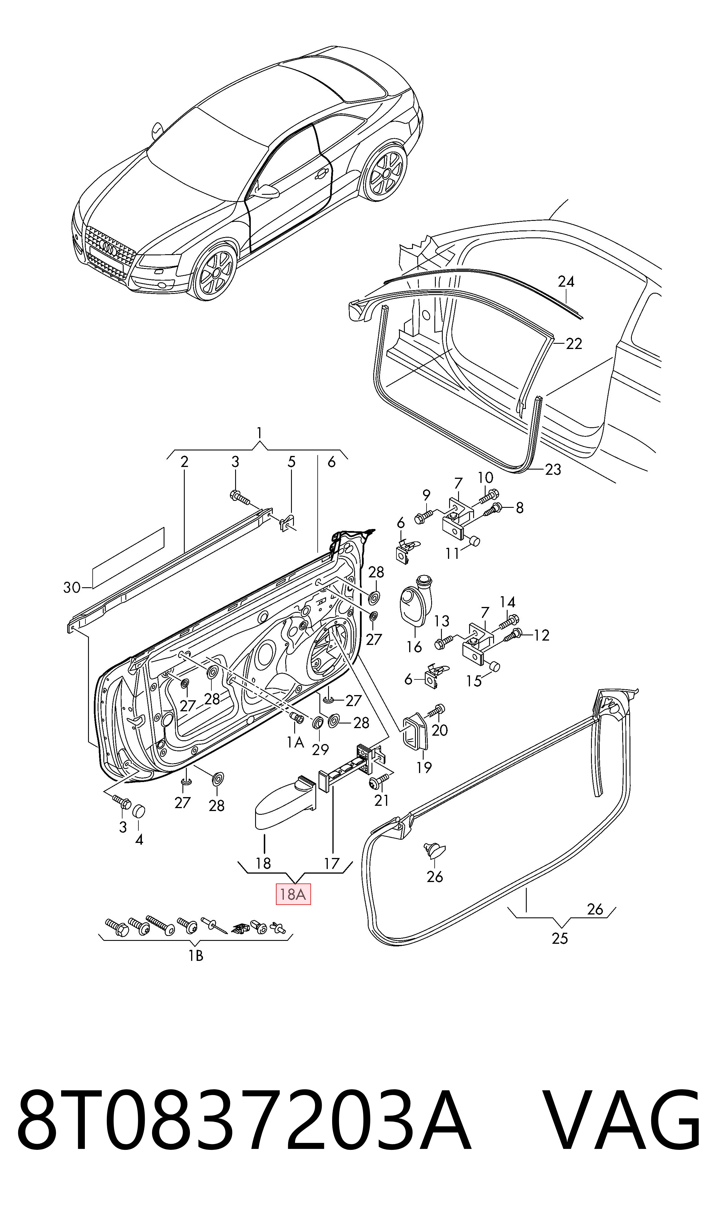 8T0837203A VAG Ограничитель открывания двери