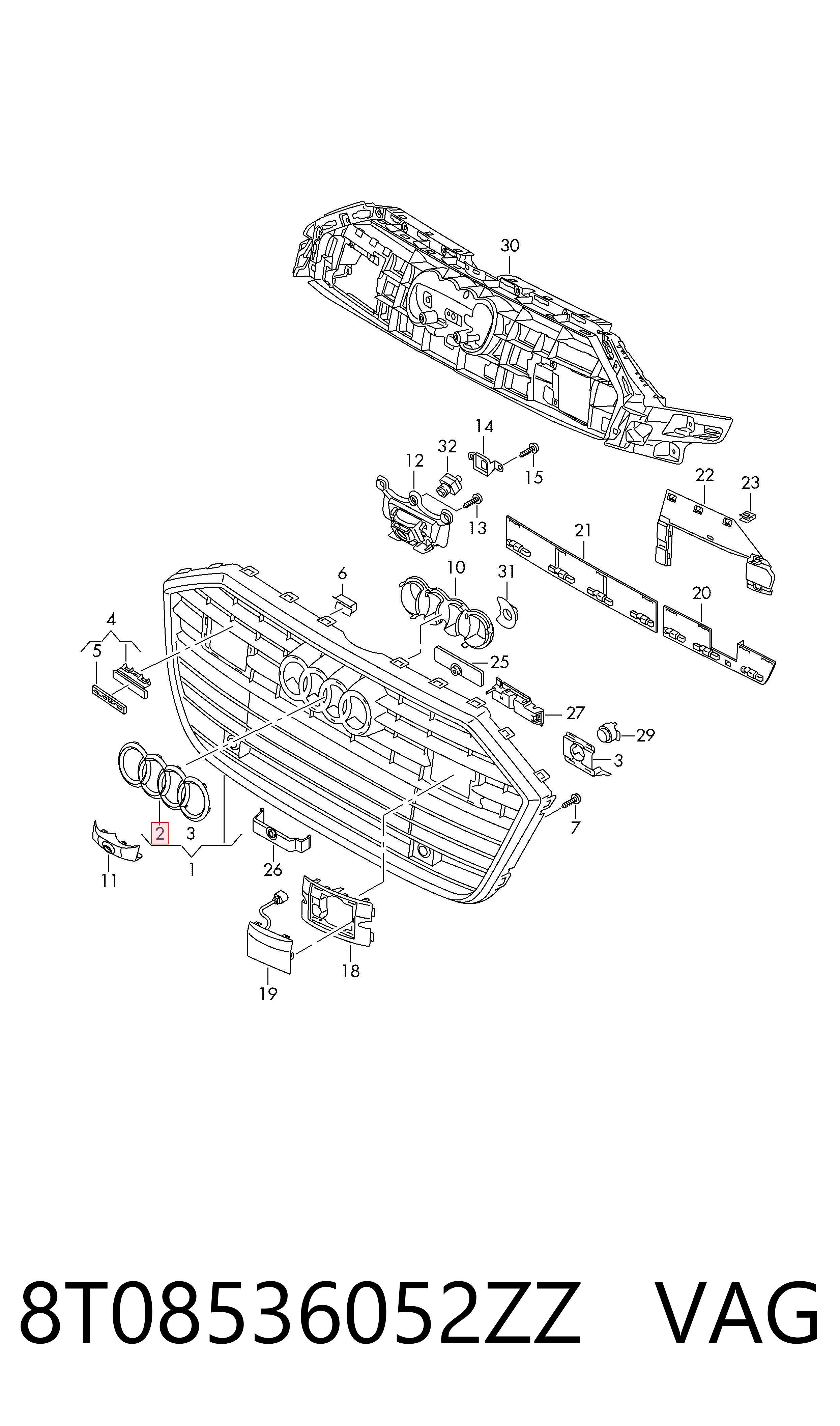 8T08536052ZZ VAG Эмблема решетки радиатора