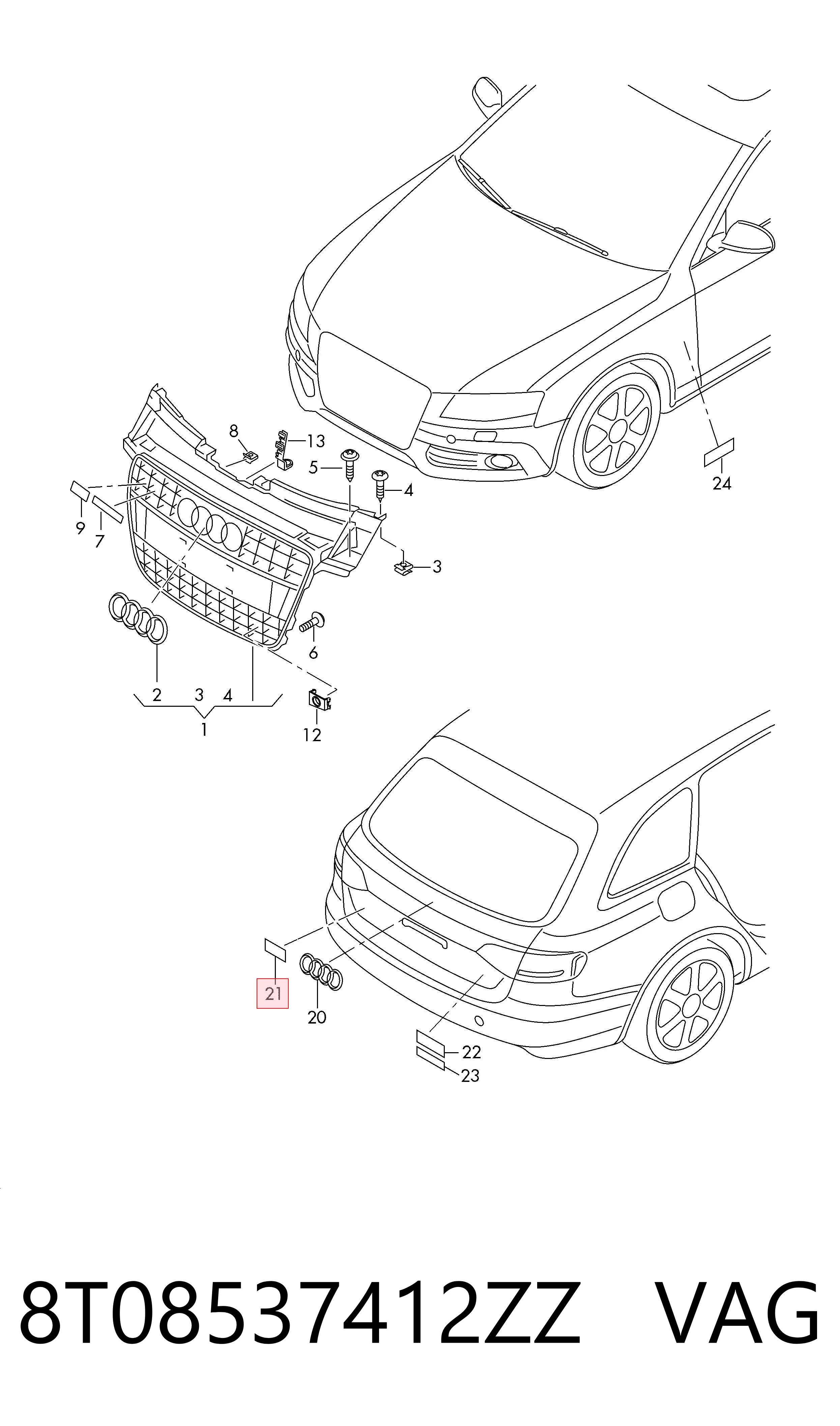Фирменный значок VAG 8T08537412ZZ цена, от 17.80 USD