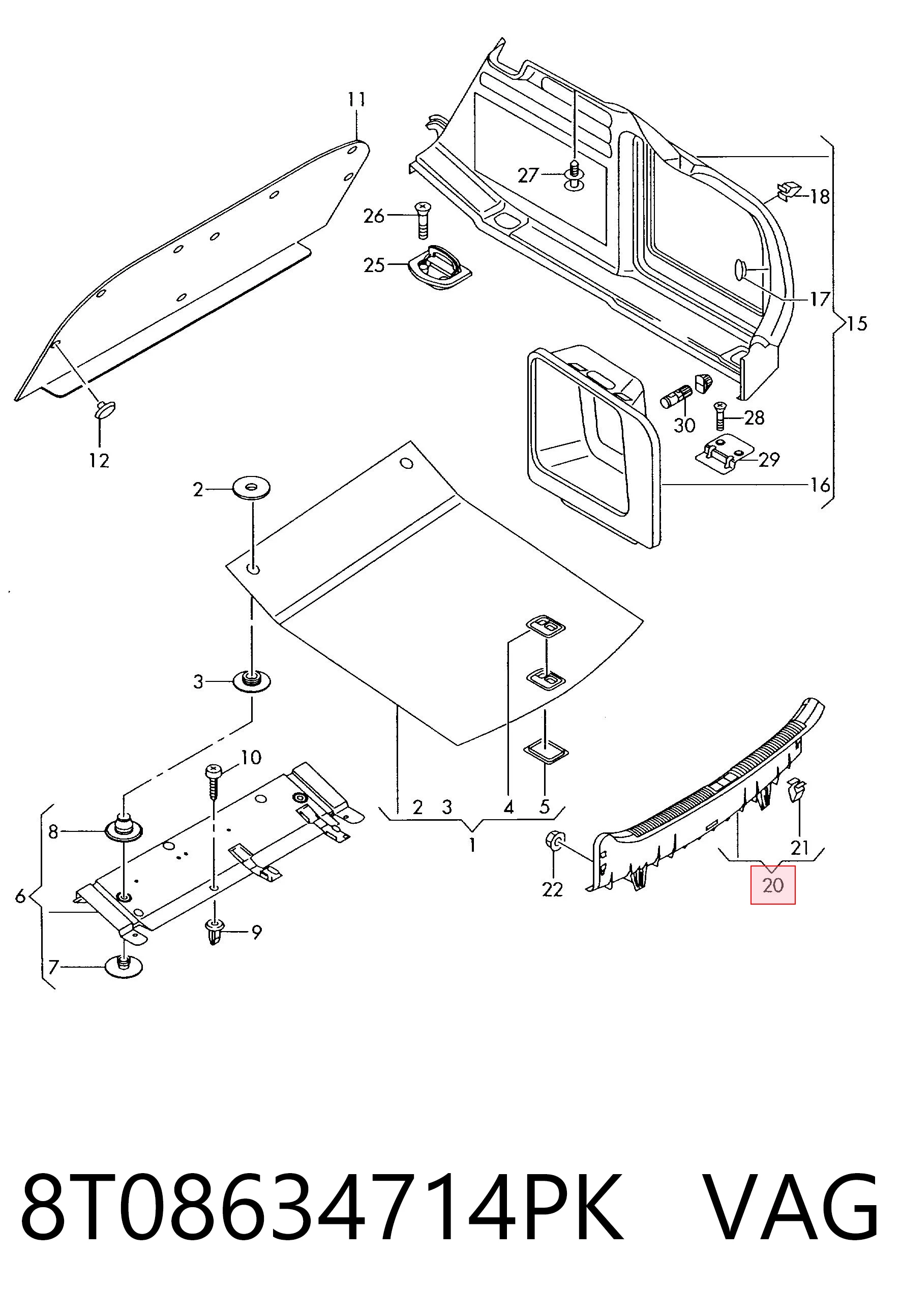 8T08634714PK VAG Накладка перегородки